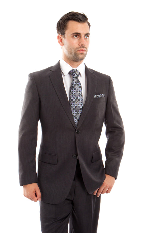 Black Solid 2-PC Regular Modern Fit Suits