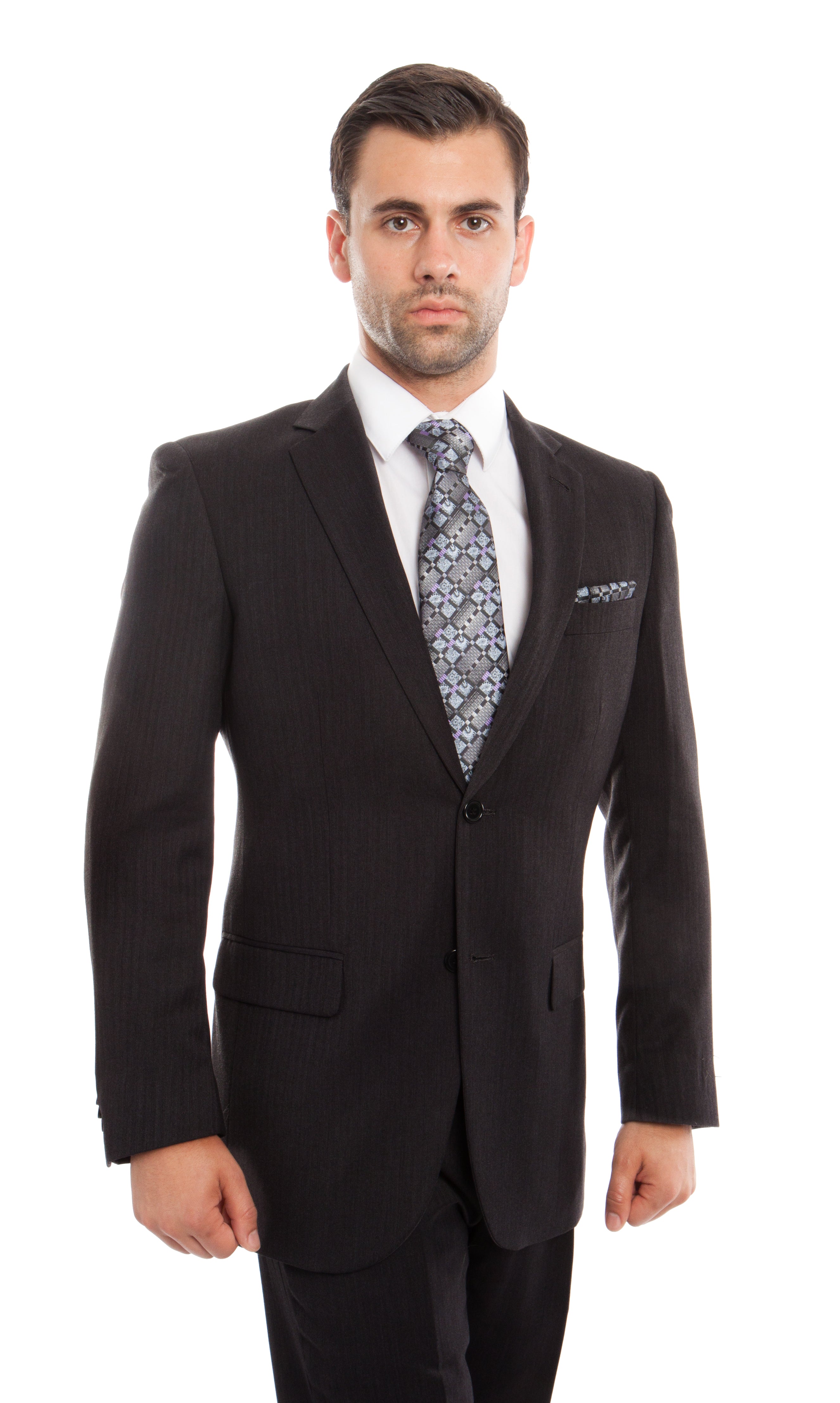 Black Solid 2-PC Regular Modern Fit Suits