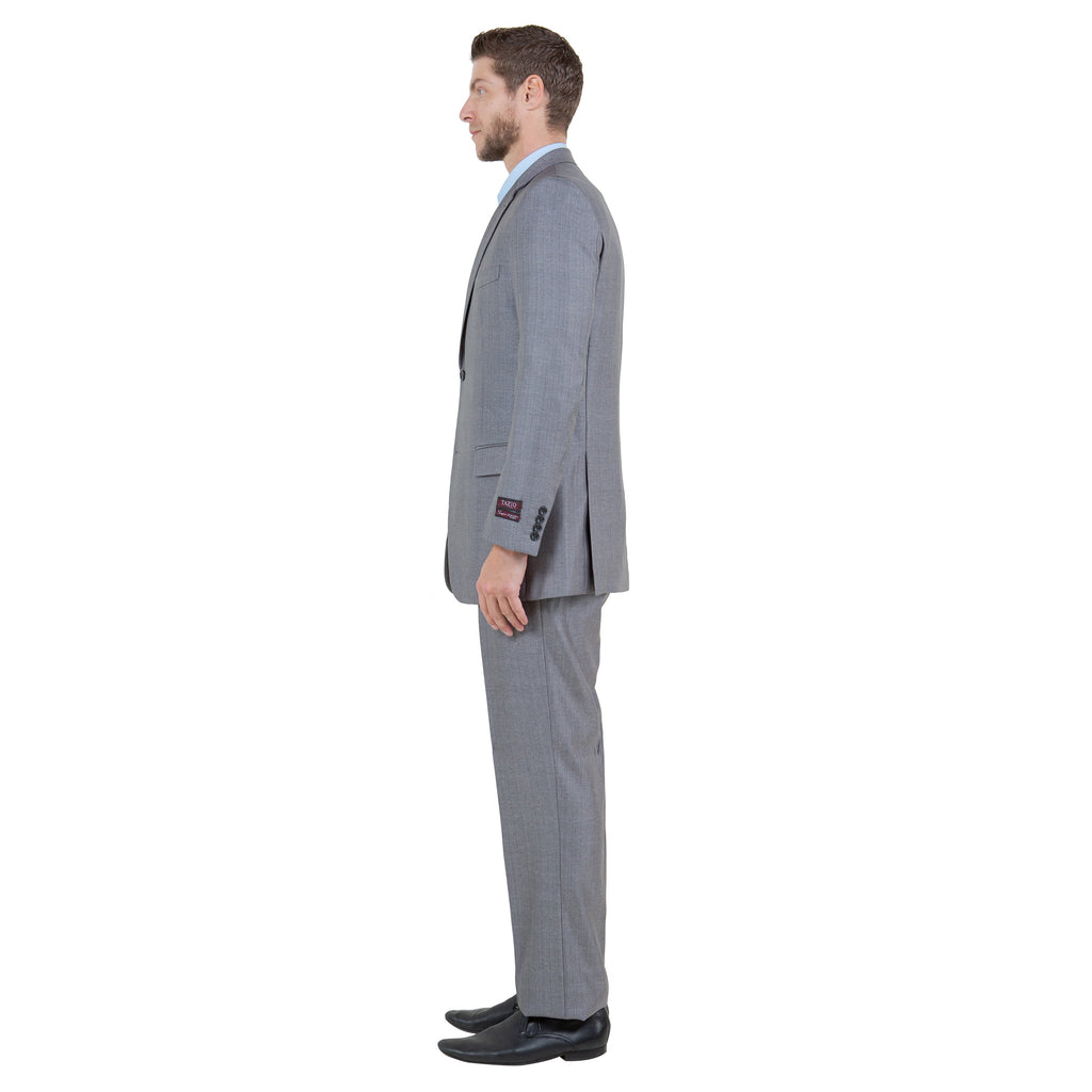 Gray Solid Shiny Sharkskin 3-PC Regular Modern Fit Suits