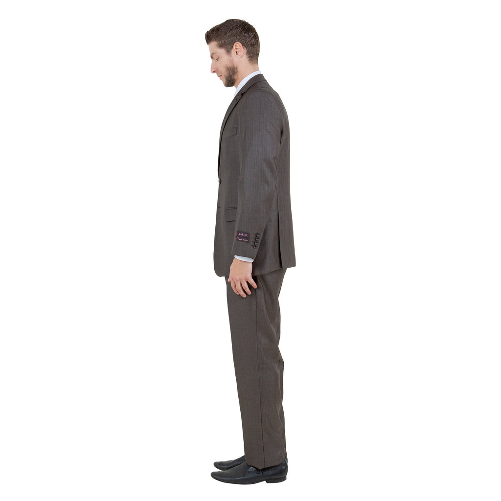 Gray Solid Shiny Sharkskin 3-PC Regular Modern Fit Suits