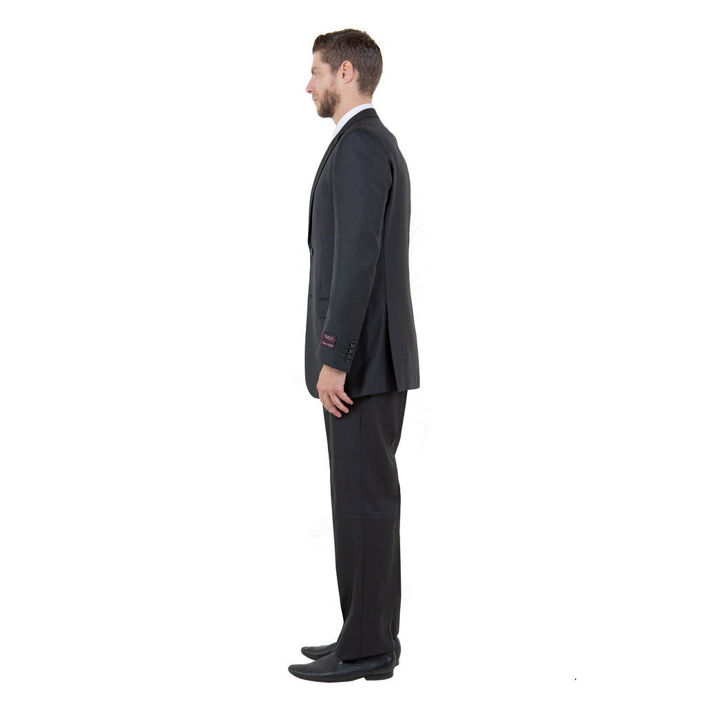 Gray Solid Shiny Sharkskin 3-PC Regular Modern Fit Suits