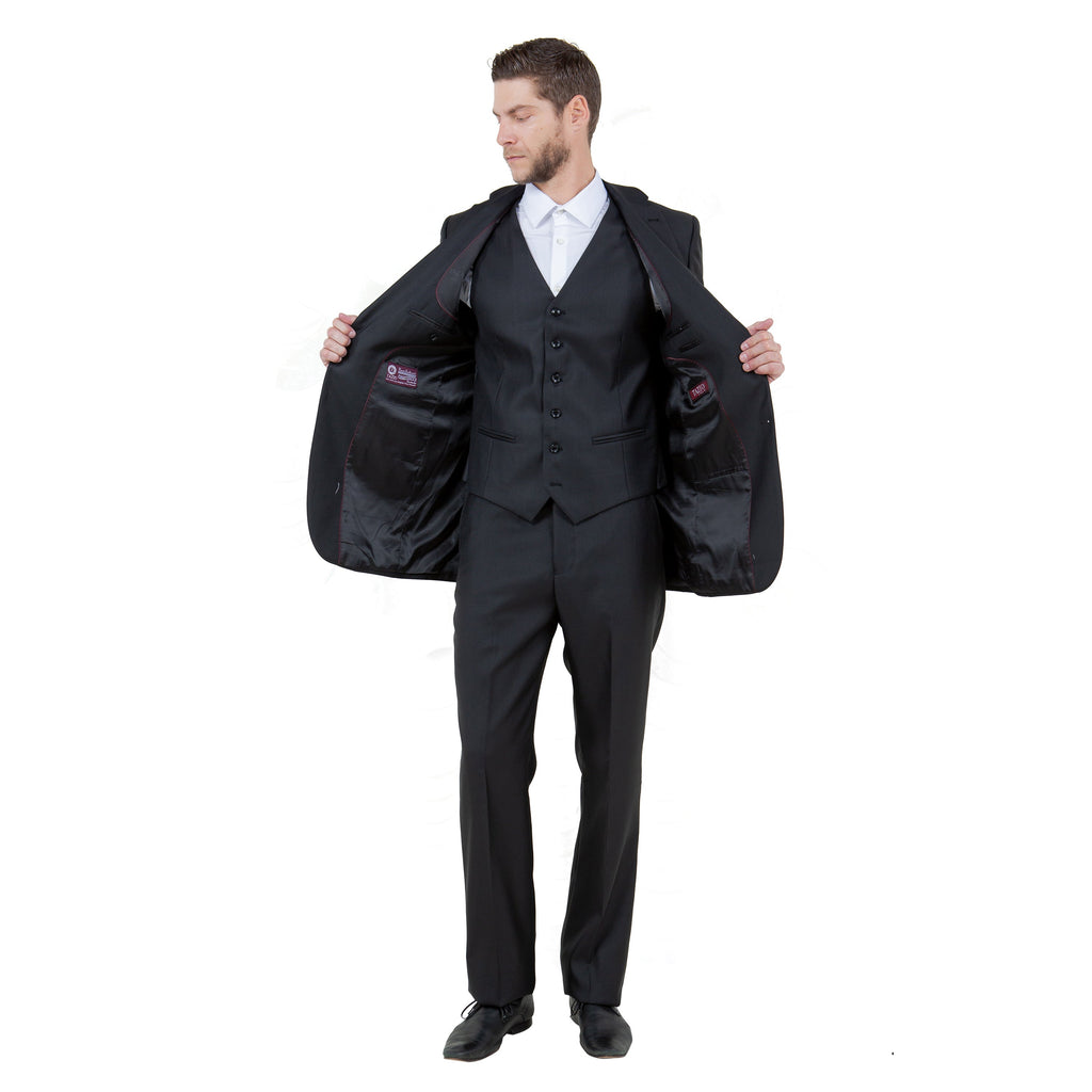 Gray Solid Shiny Sharkskin 3-PC Regular Modern Fit Suits