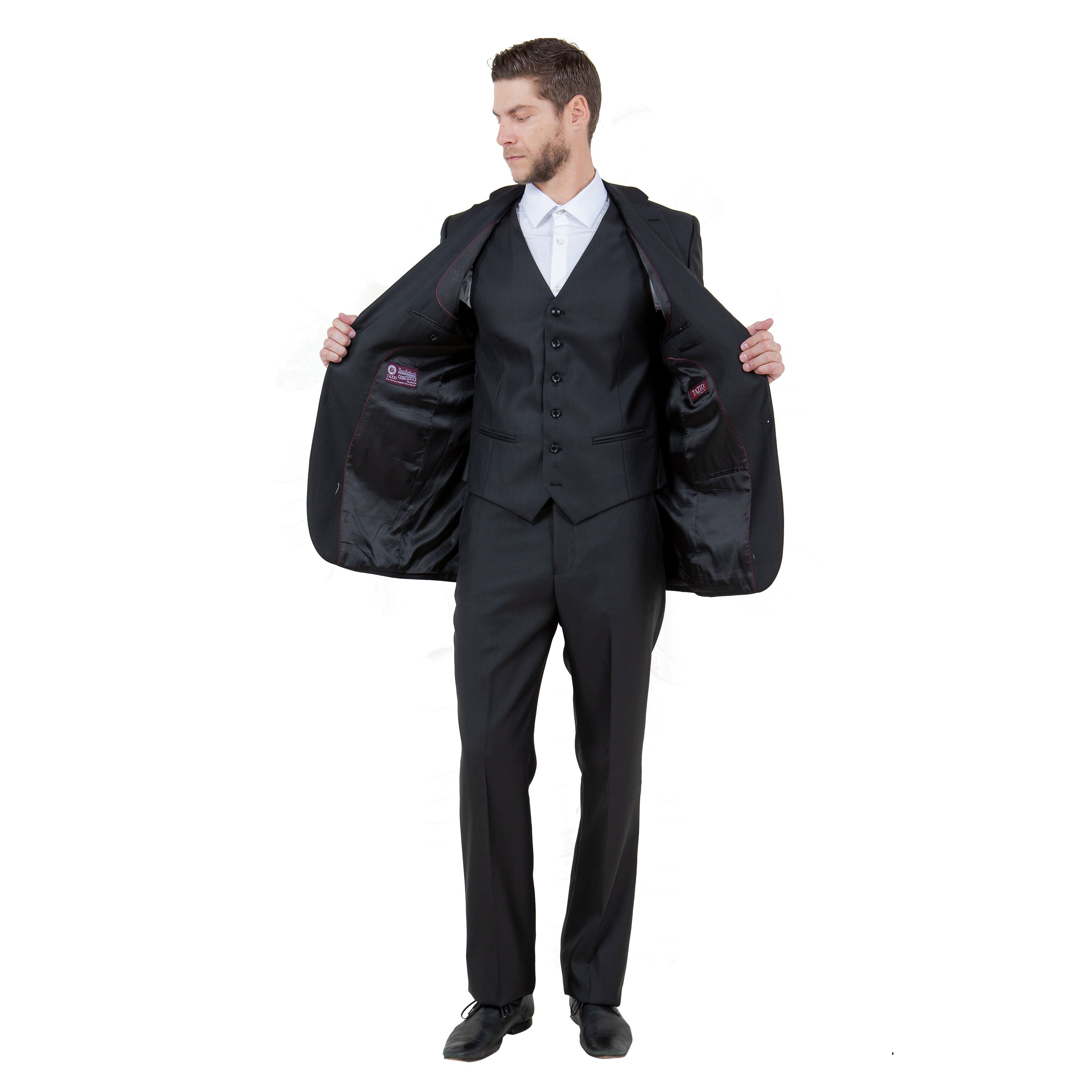 Gray Solid Shiny Sharkskin 3-PC Regular Modern Fit Suits