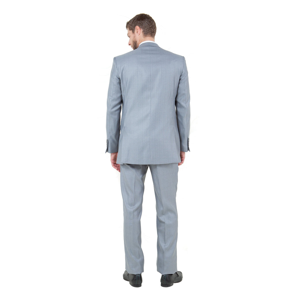 Gray Solid Shiny Sharkskin 3-PC Regular Modern Fit Suits