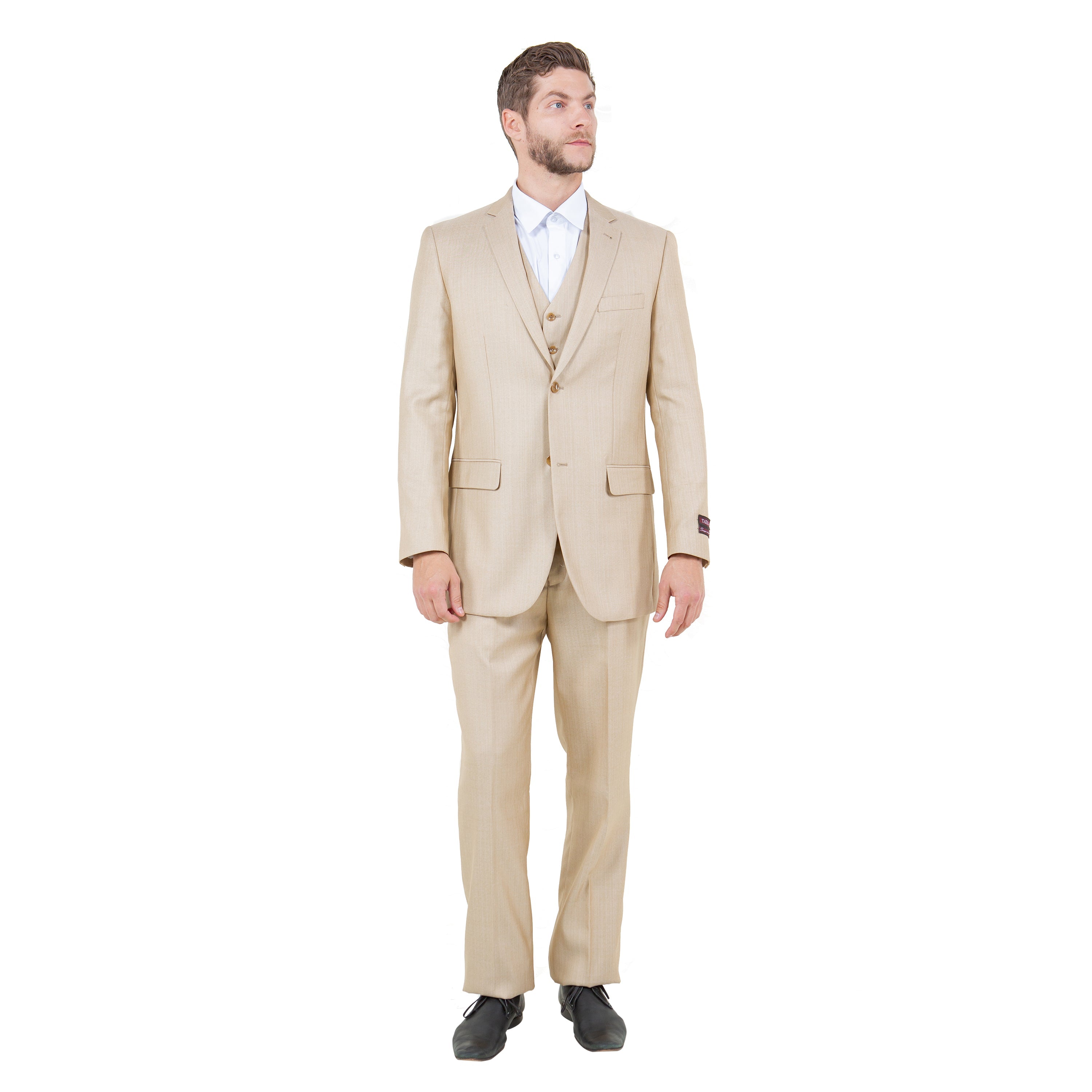 Gray Solid Shiny Sharkskin 3-PC Regular Modern Fit Suits