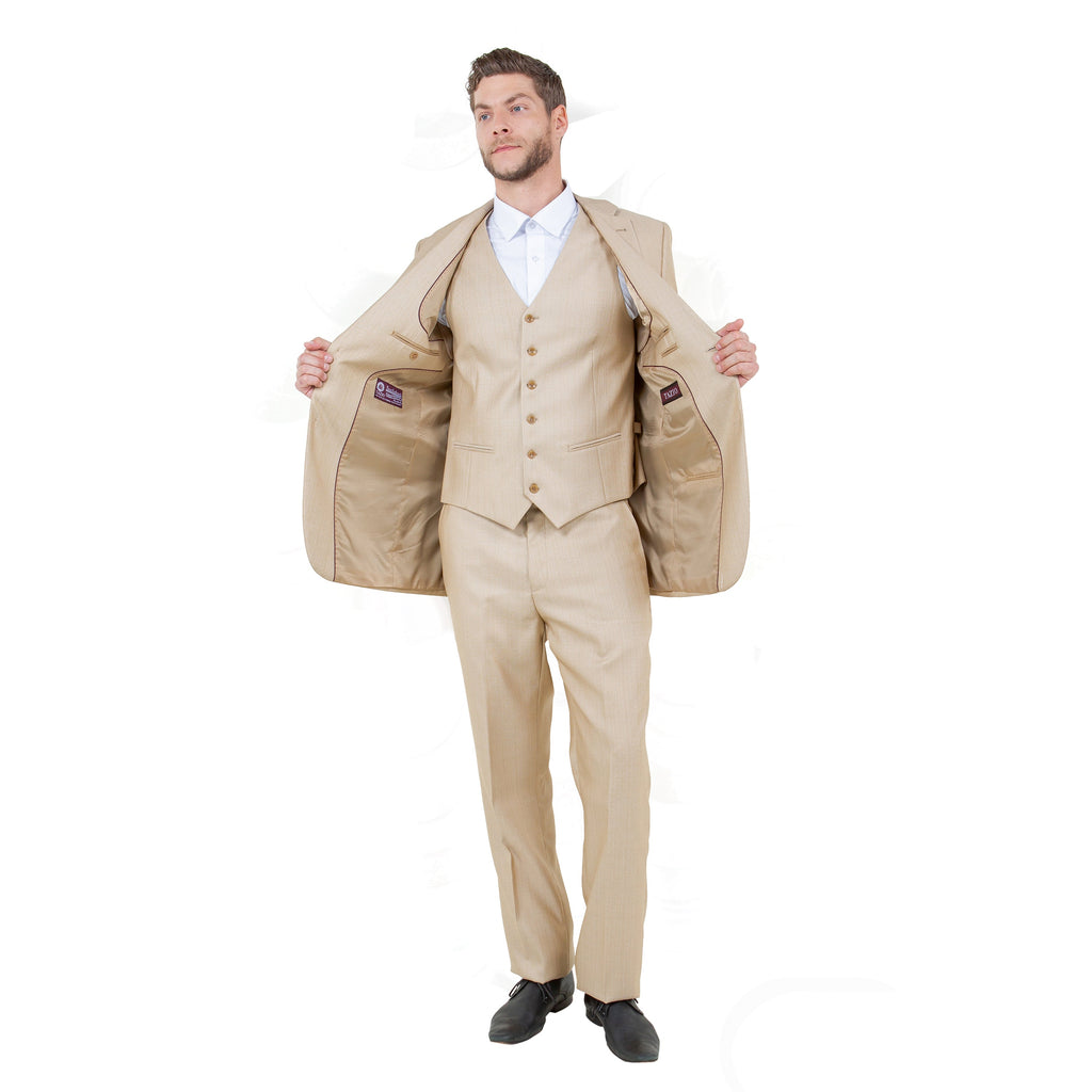 Gray Solid Shiny Sharkskin 3-PC Regular Modern Fit Suits