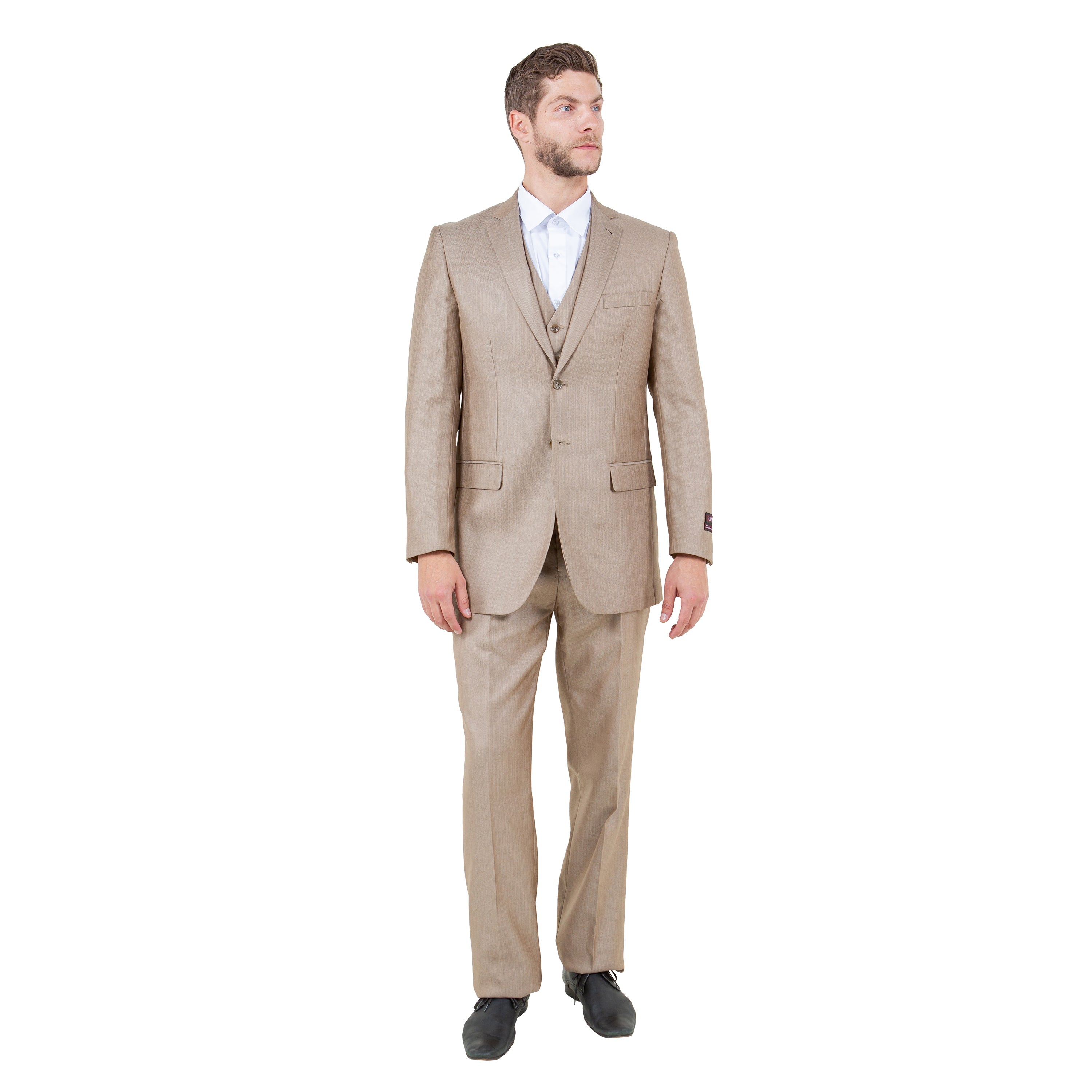 Gray Solid Shiny Sharkskin 3-PC Regular Modern Fit Suits