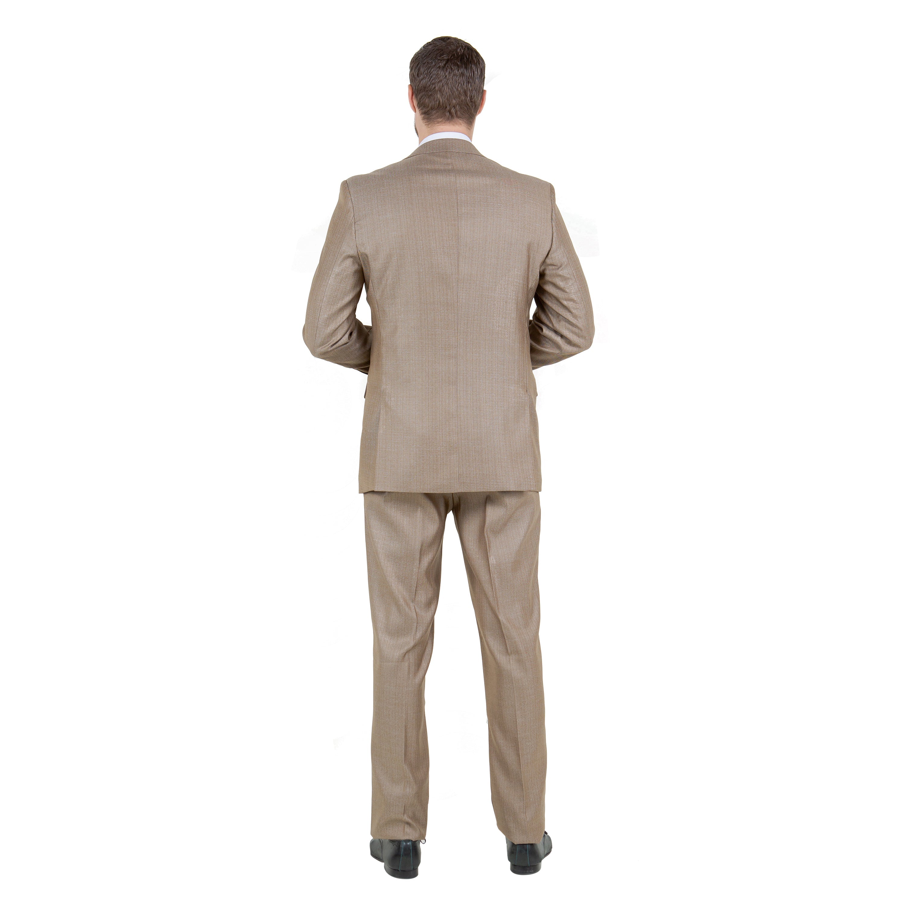 Gray Solid Shiny Sharkskin 3-PC Regular Modern Fit Suits
