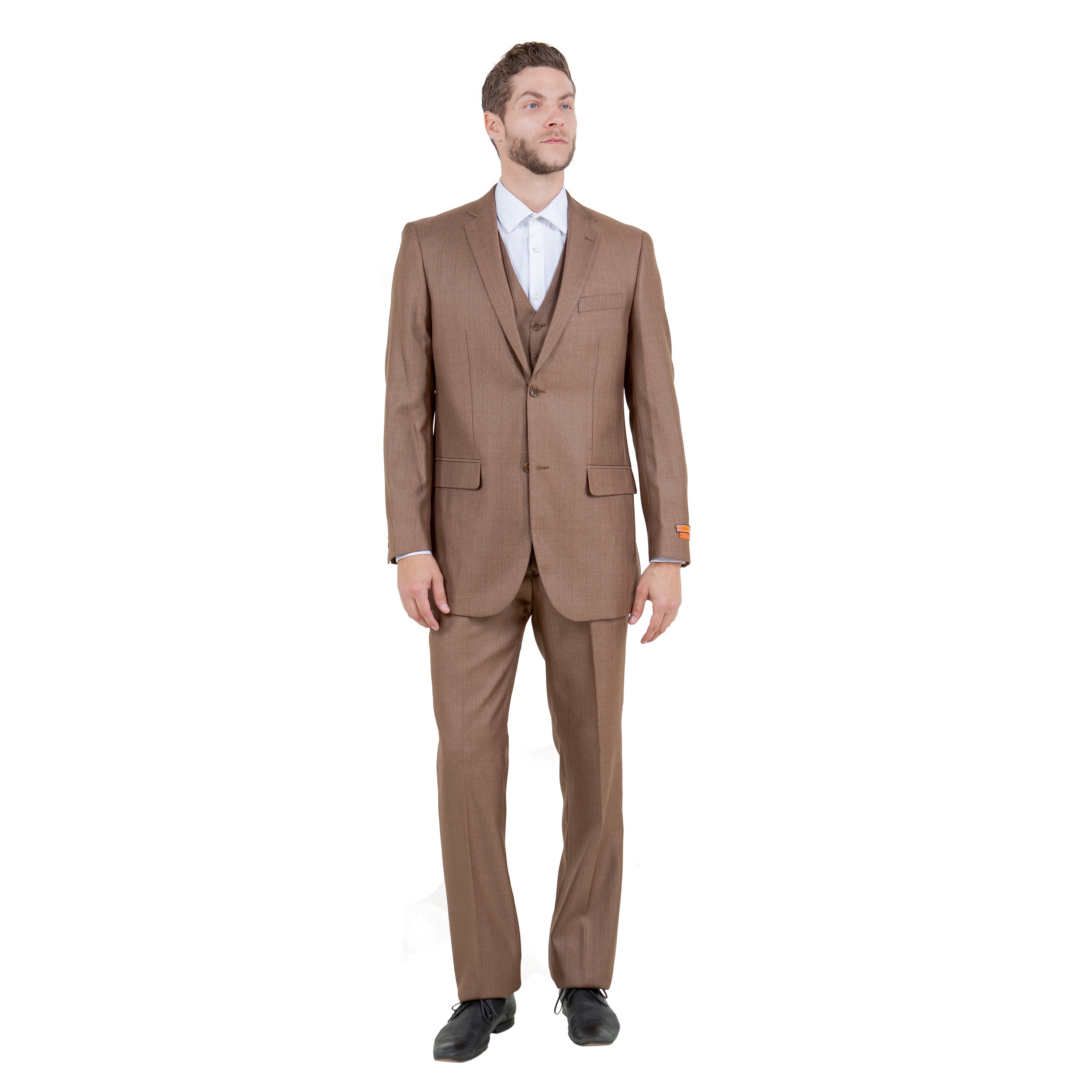 Gray Solid Shiny Sharkskin 3-PC Regular Modern Fit Suits
