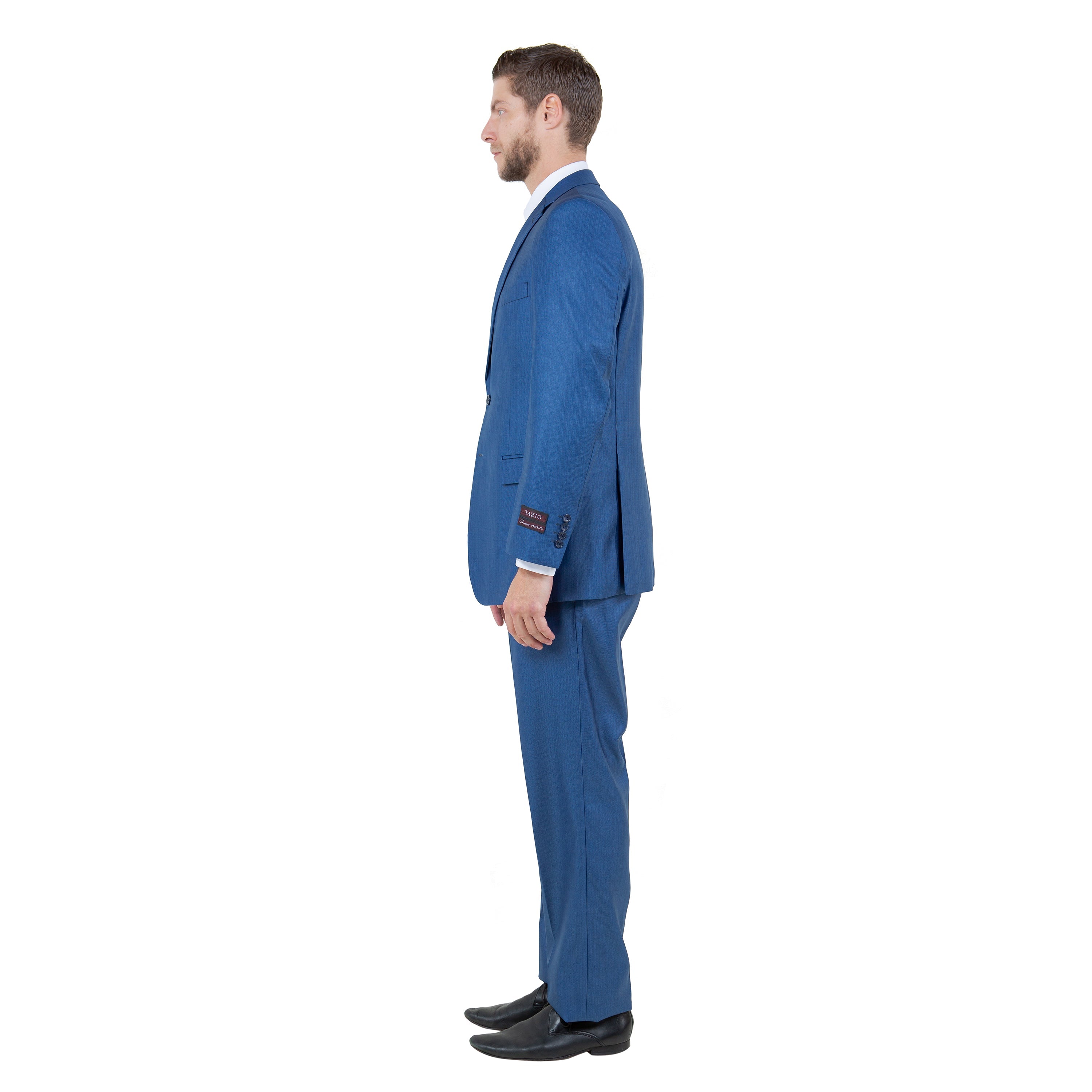 Gray Solid Shiny Sharkskin 3-PC Regular Modern Fit Suits