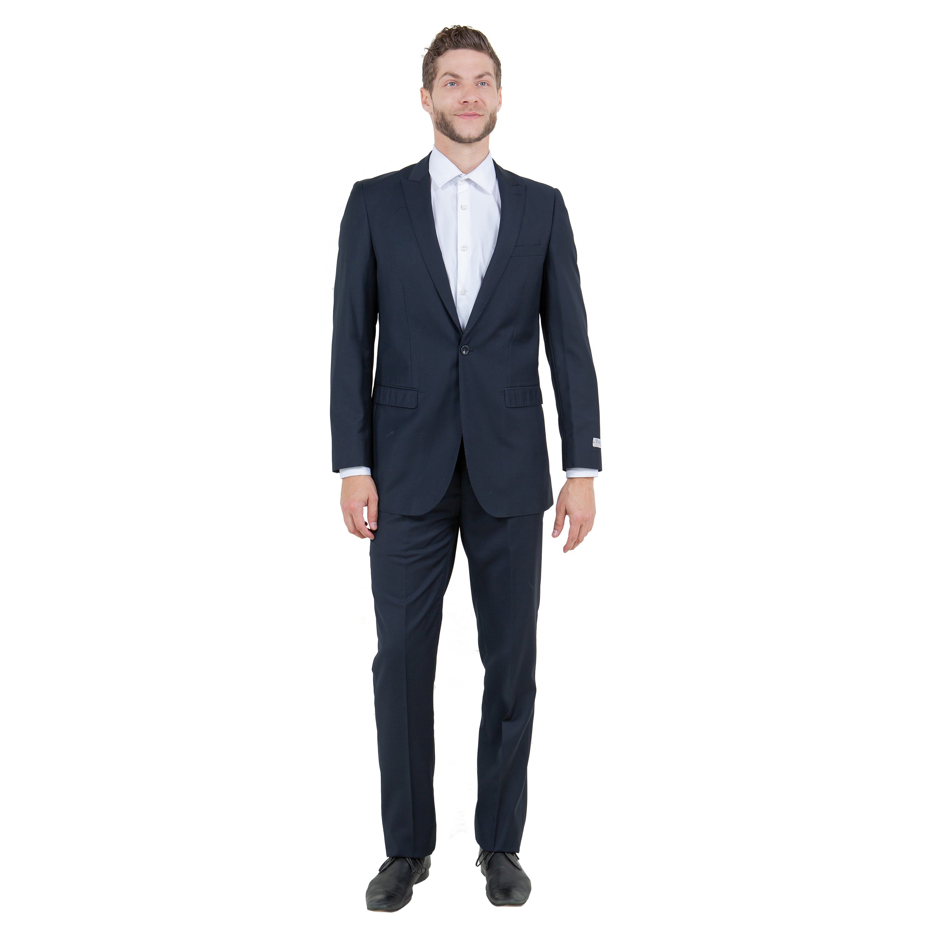 Black Solid 2-PC Slim Fit Performance Stretch Suits