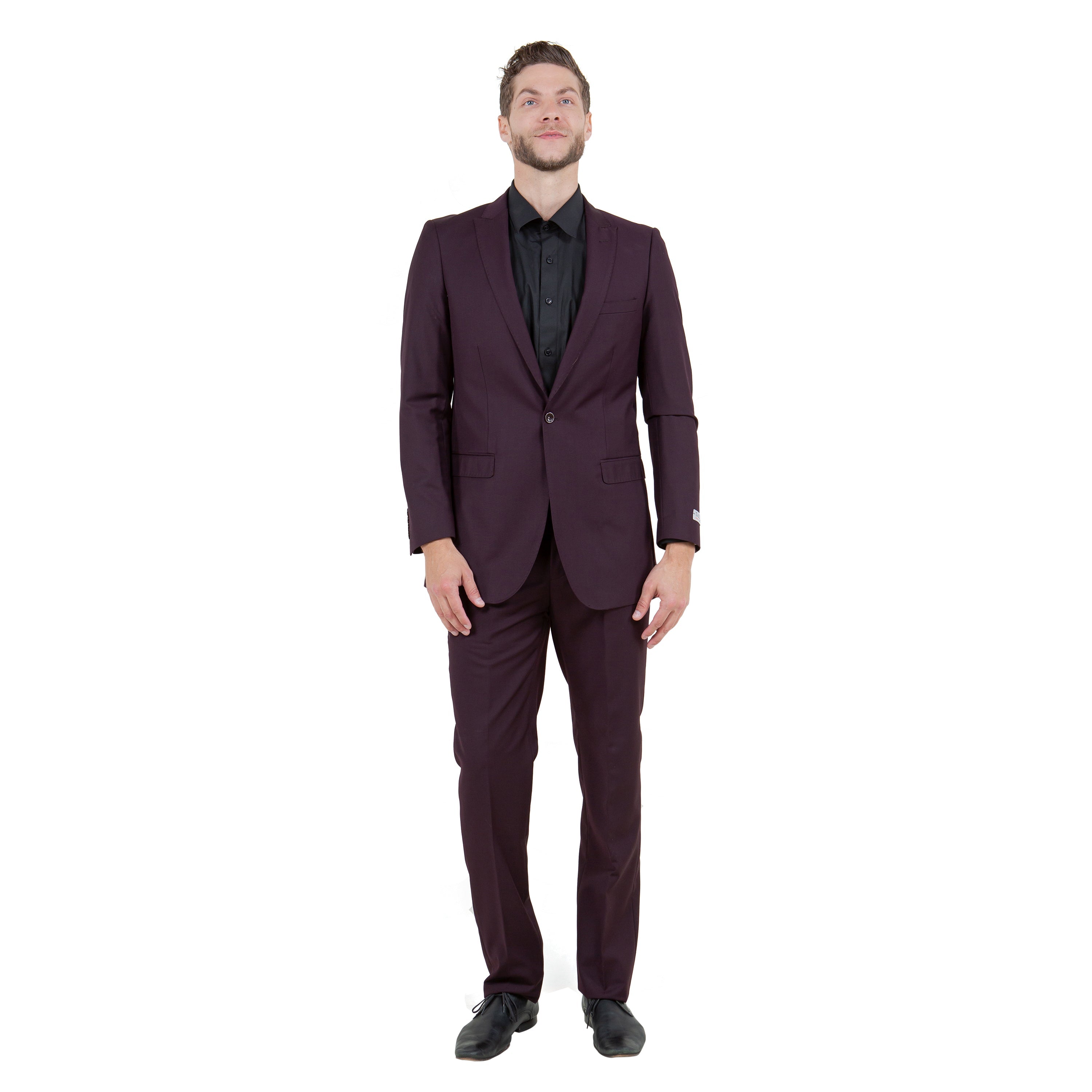 Black Solid 2-PC Slim Fit Performance Stretch Suits