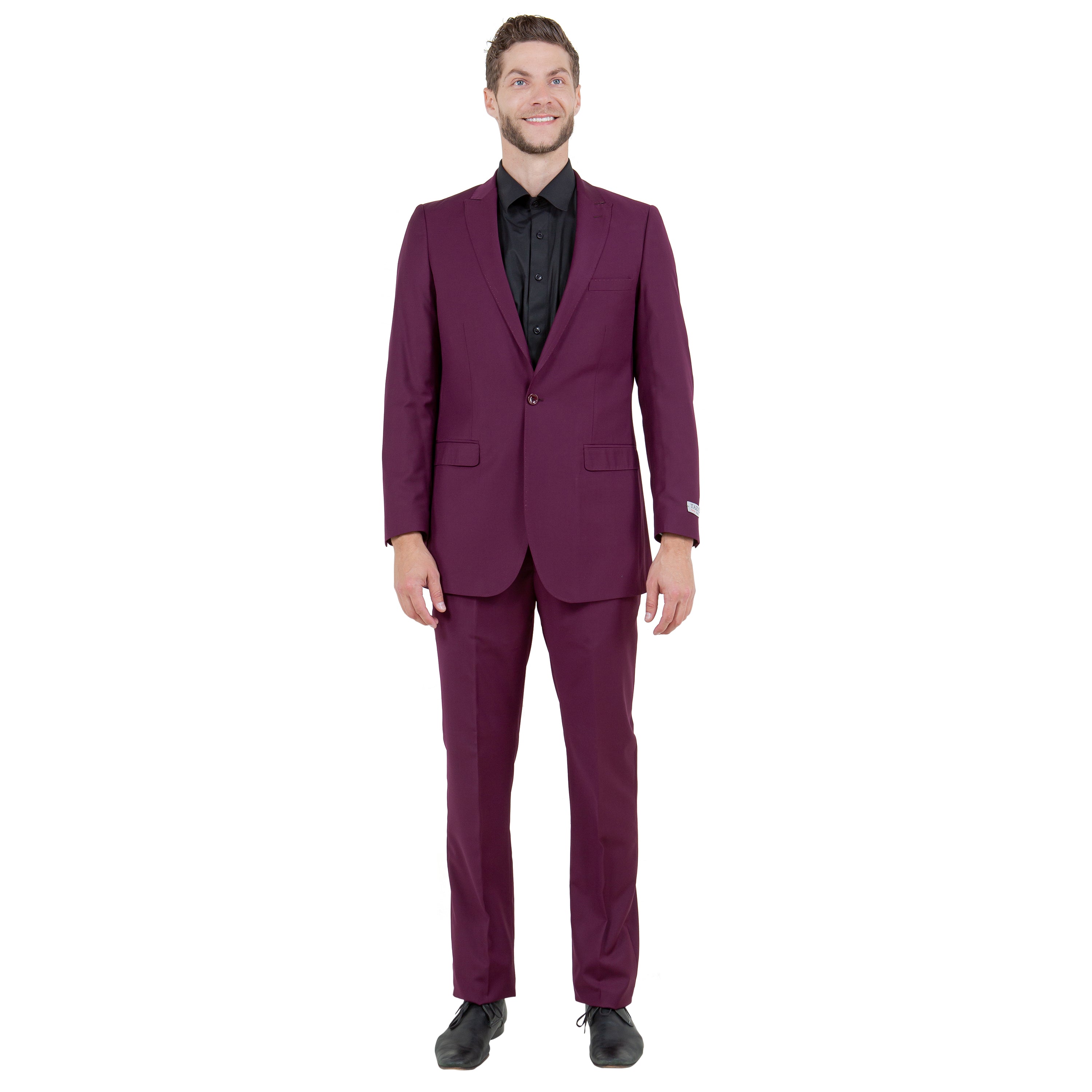 Black Solid 2-PC Slim Fit Performance Stretch Suits