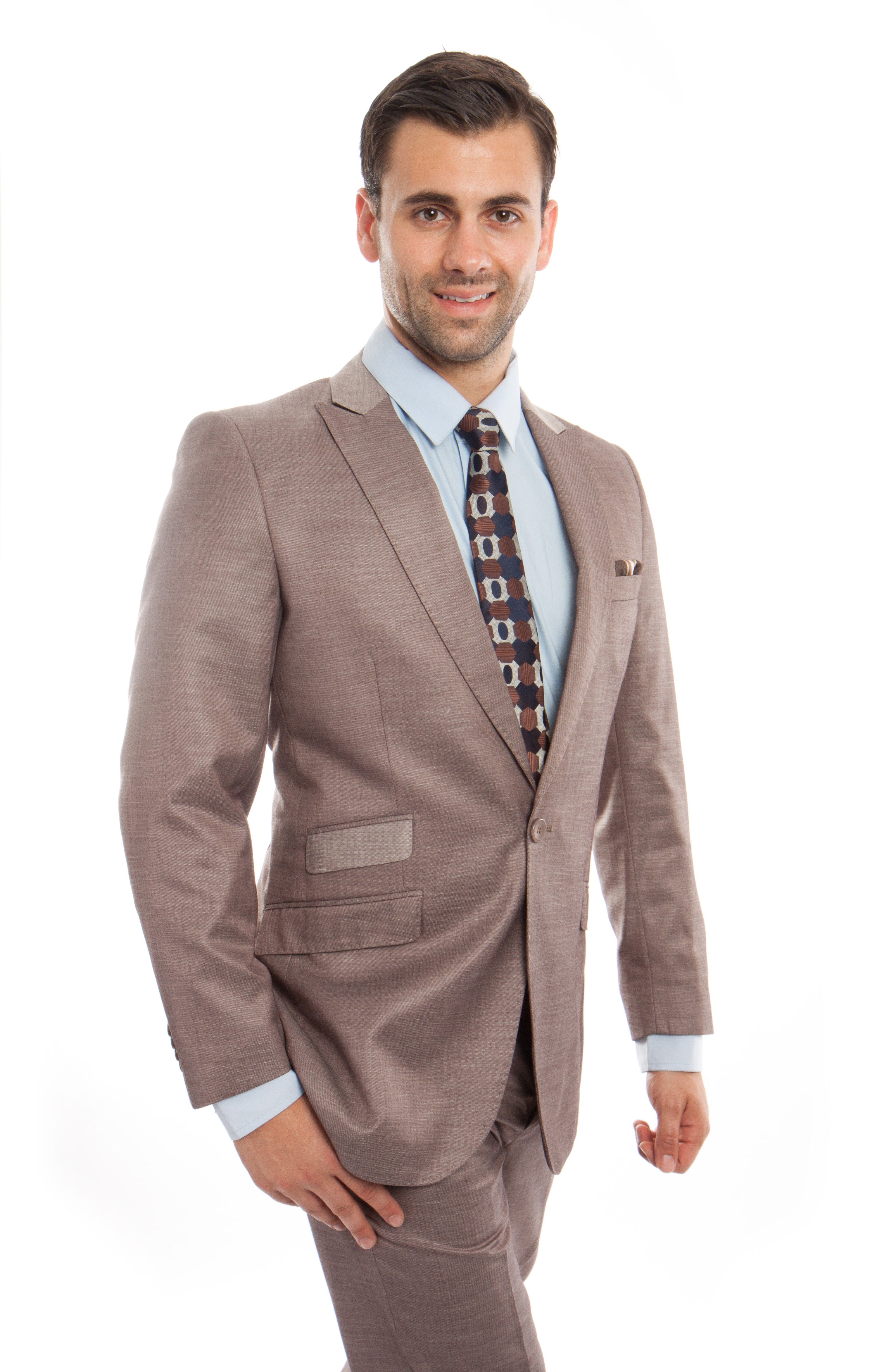 Brown 2-PC Slim Fit Performance Stretch Suits