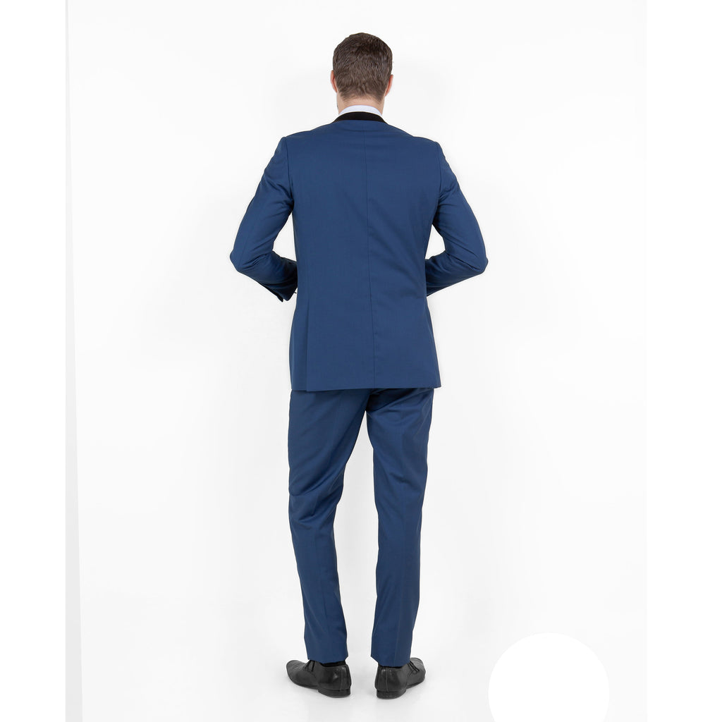Gray / Black Solid with Black Shawl Collar Trim 2-PC Slim Fit Suits