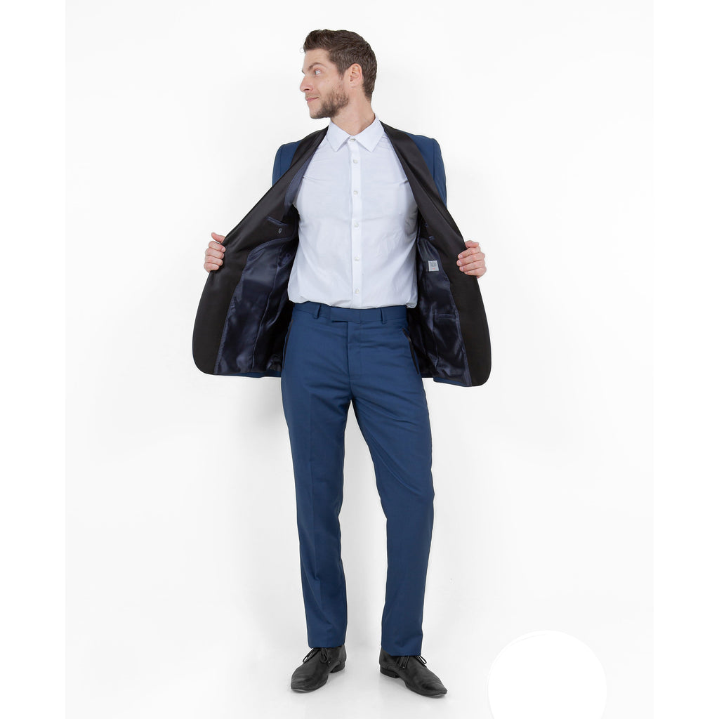 Gray / Black Solid with Black Shawl Collar Trim 2-PC Slim Fit Suits