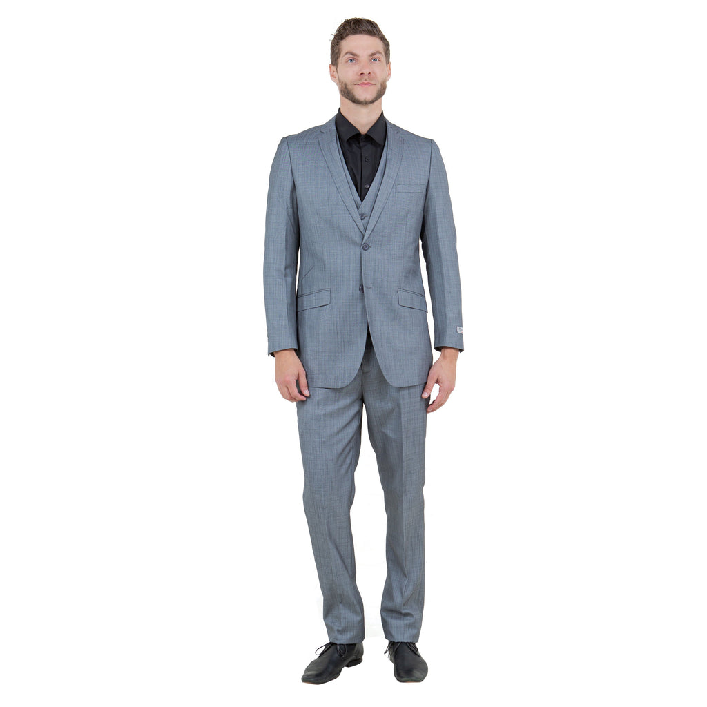 Blue Men's Slim-Fit 3-Piece Sharkskin Suit