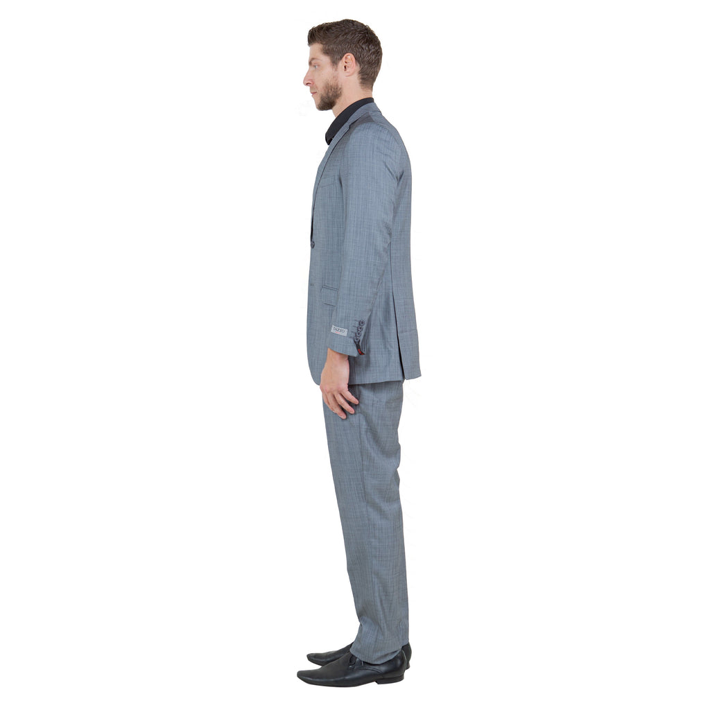 Blue Men's Slim-Fit 3-Piece Sharkskin Suit