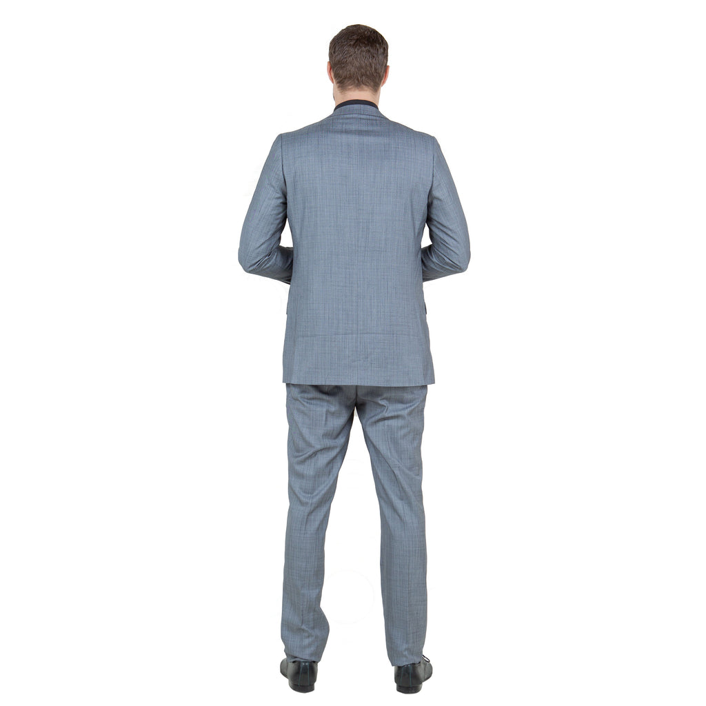 Blue Men's Slim-Fit 3-Piece Sharkskin Suit