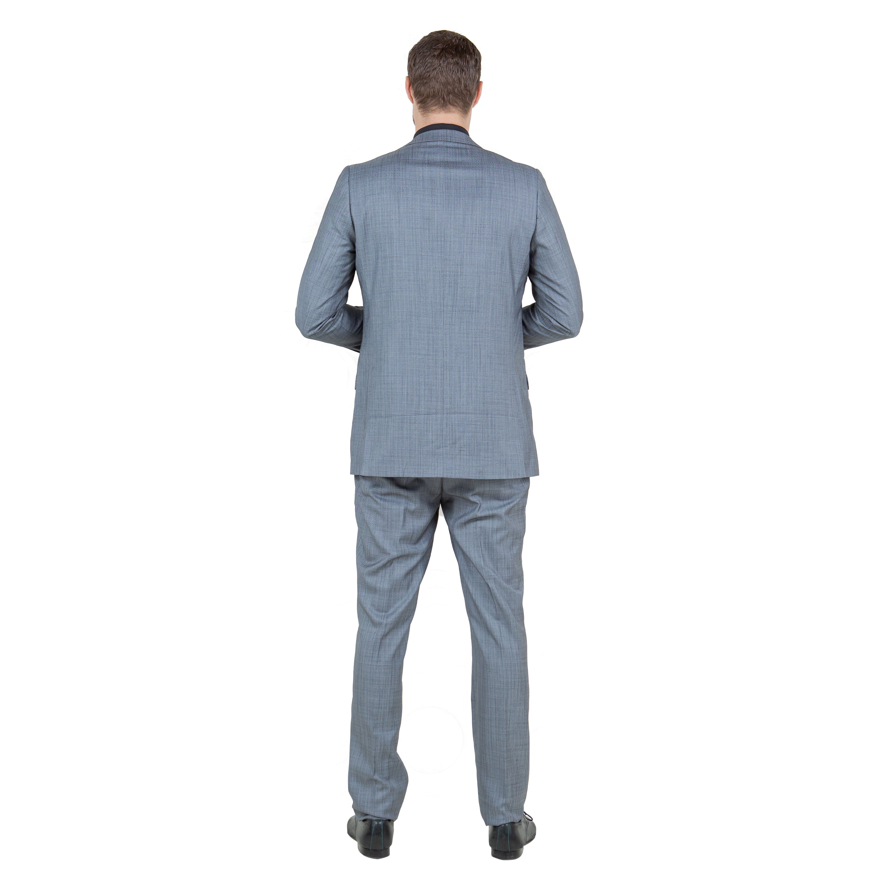 Blue Men's Slim-Fit 3-Piece Sharkskin Suit