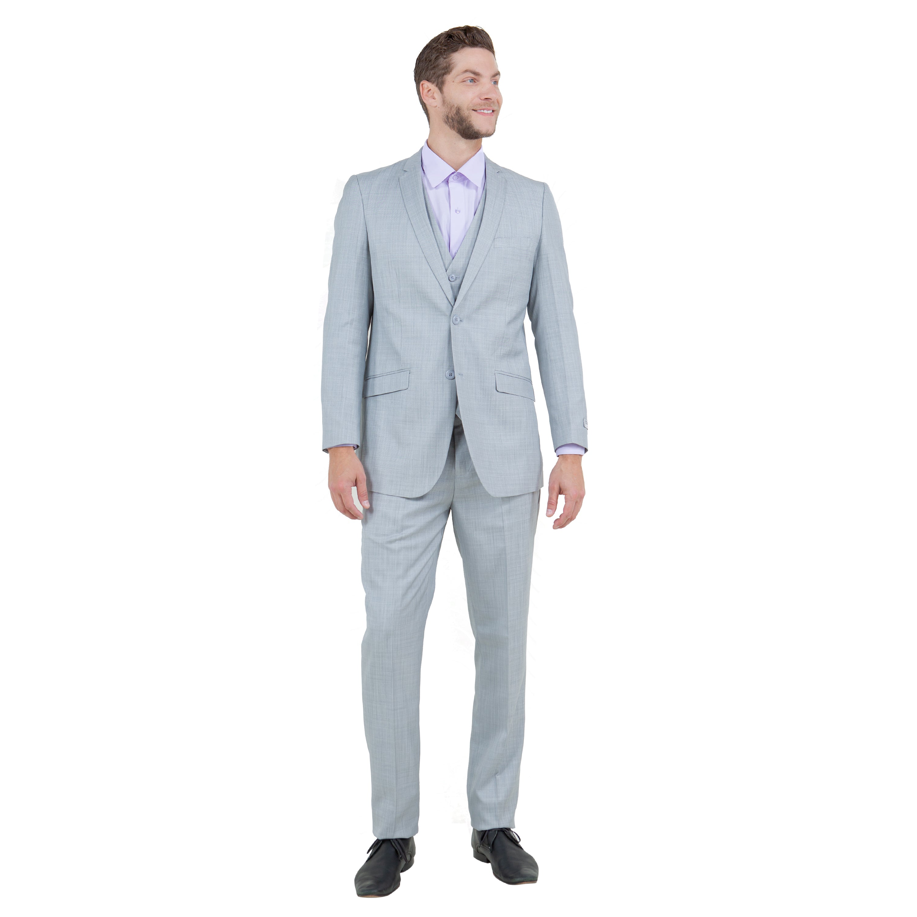 Blue Men's Slim-Fit 3-Piece Sharkskin Suit