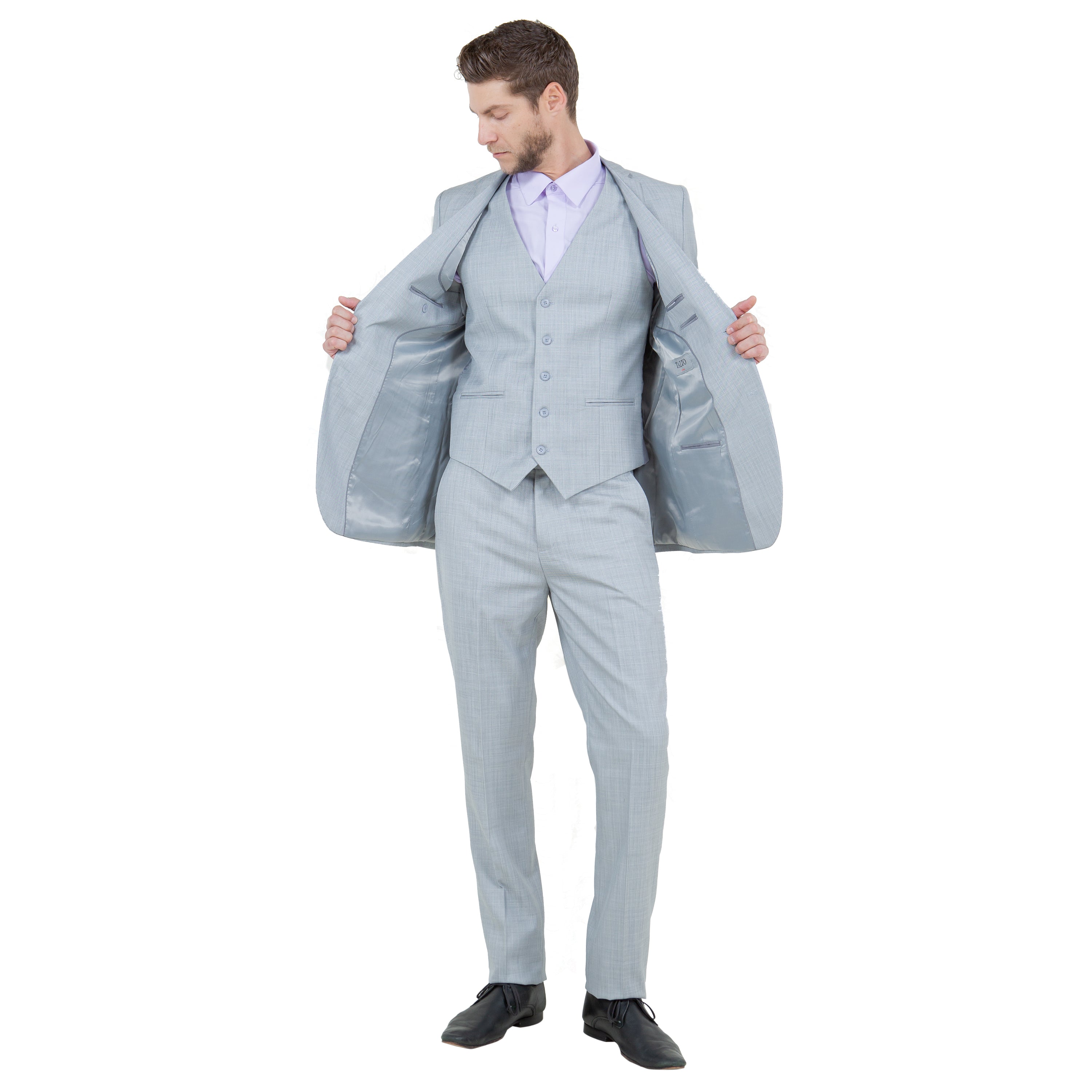 Blue Men's Slim-Fit 3-Piece Sharkskin Suit