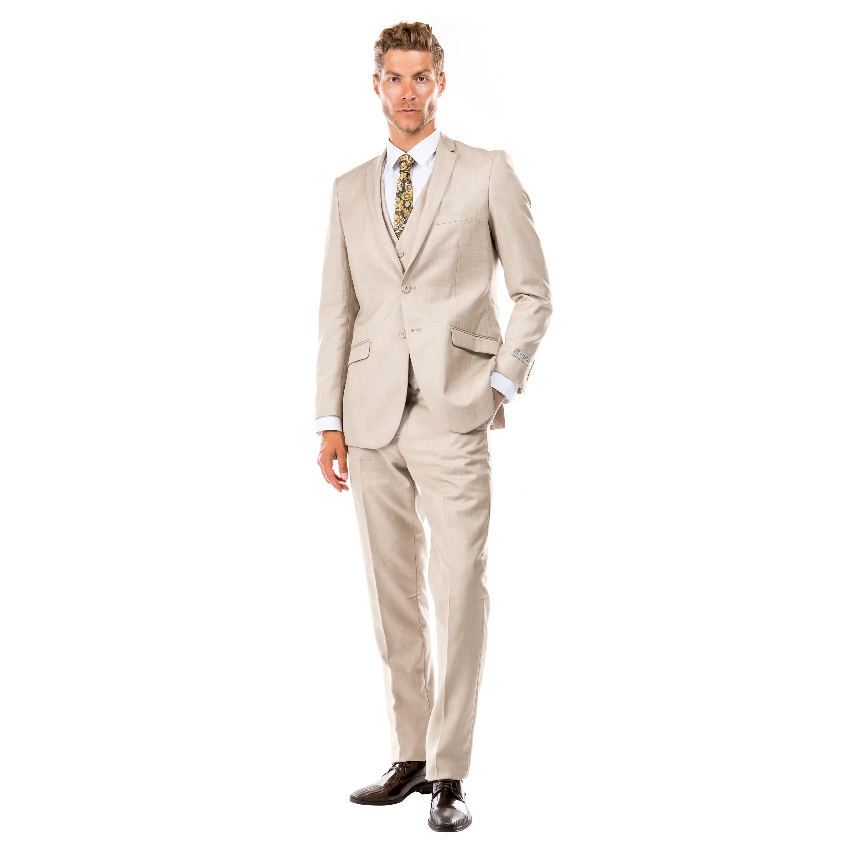 Blue Men's Slim-Fit 3-Piece Sharkskin Suit