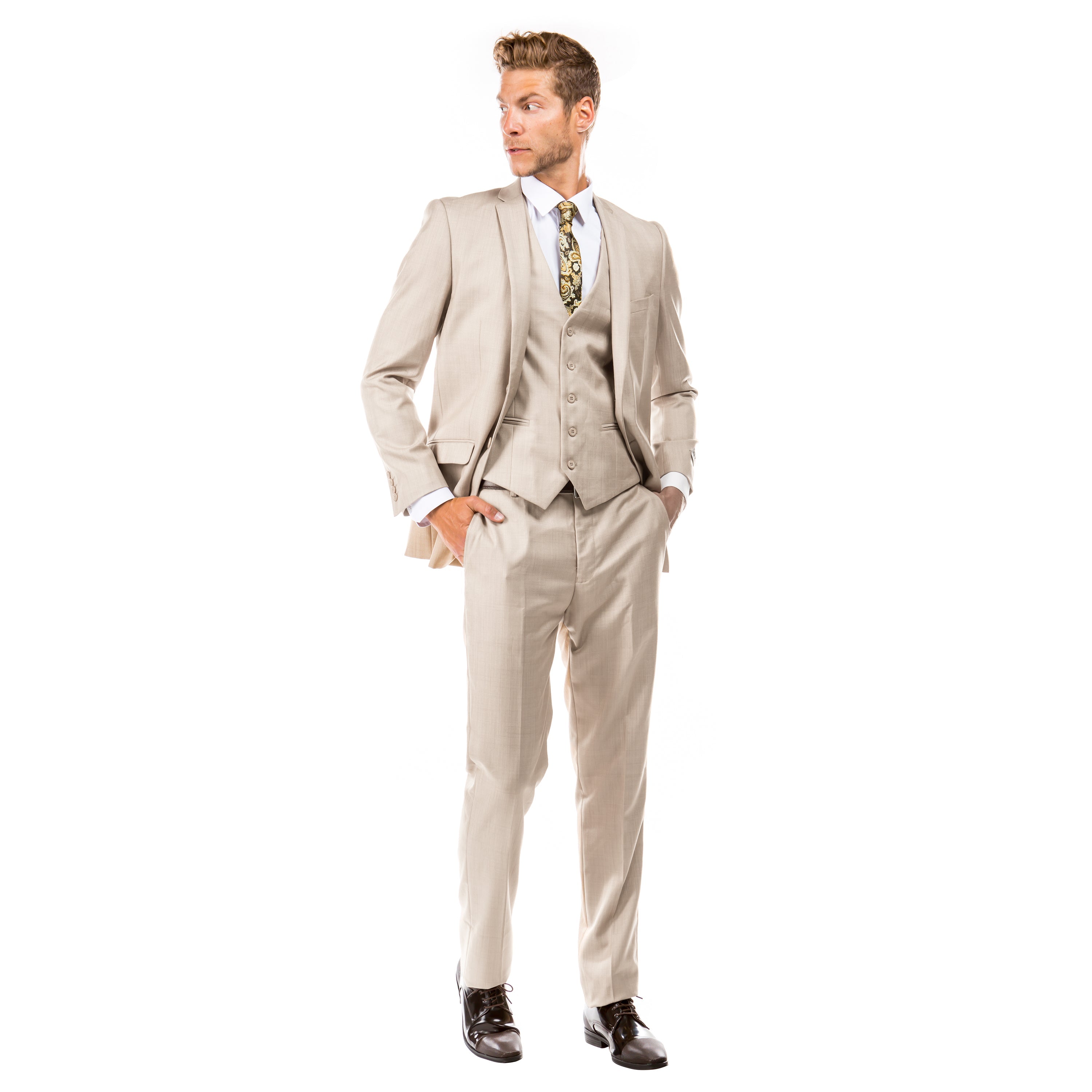 Blue Men's Slim-Fit 3-Piece Sharkskin Suit