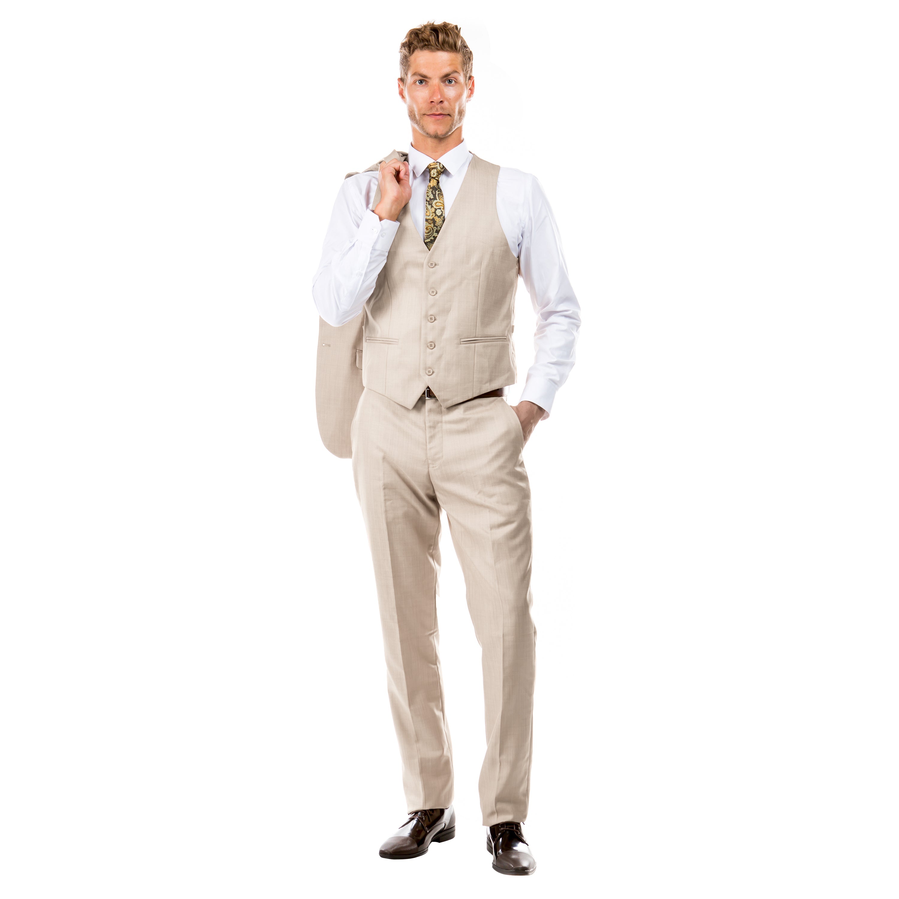 Blue Men's Slim-Fit 3-Piece Sharkskin Suit