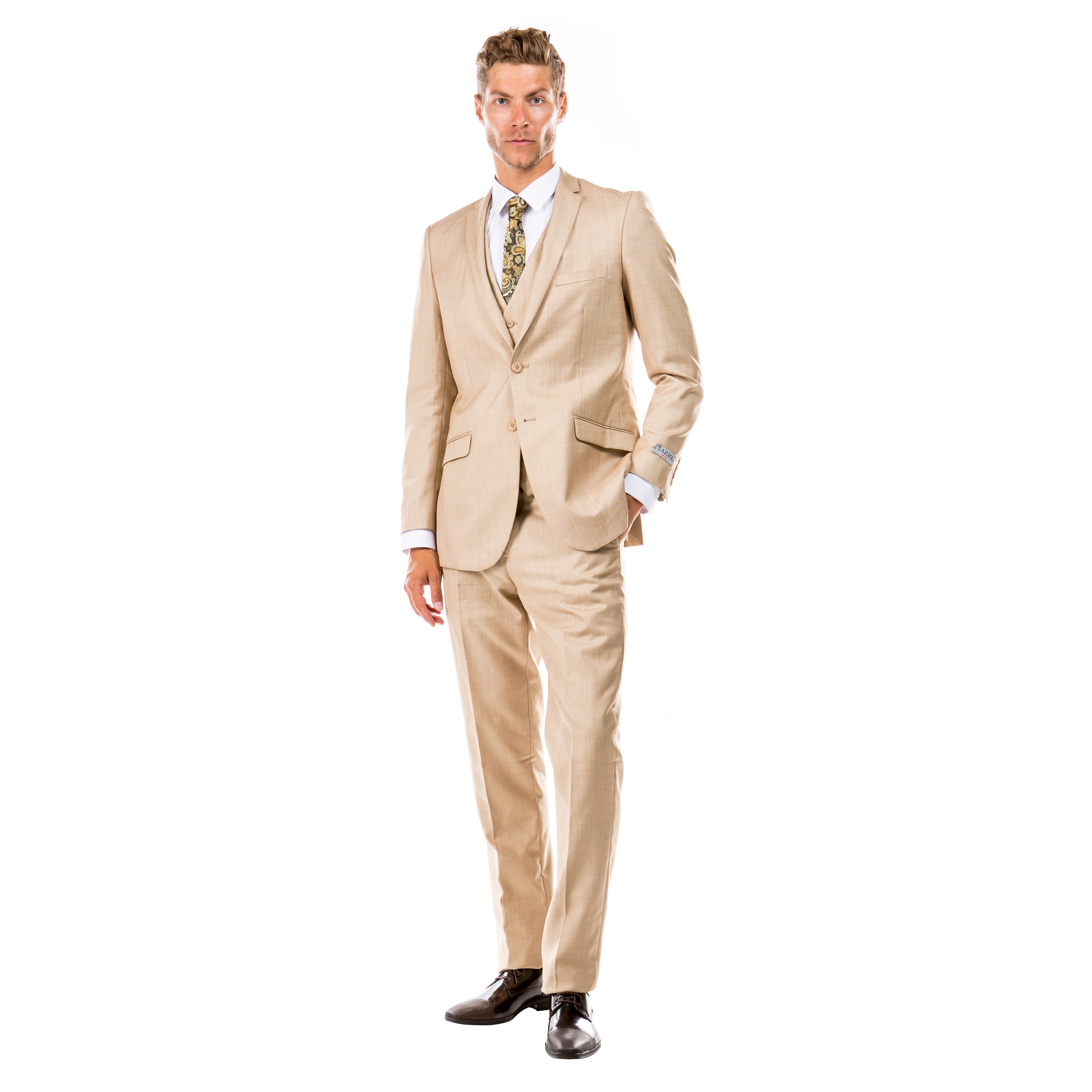 Blue Men's Slim-Fit 3-Piece Sharkskin Suit