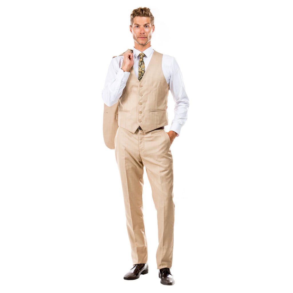Blue Men's Slim-Fit 3-Piece Sharkskin Suit
