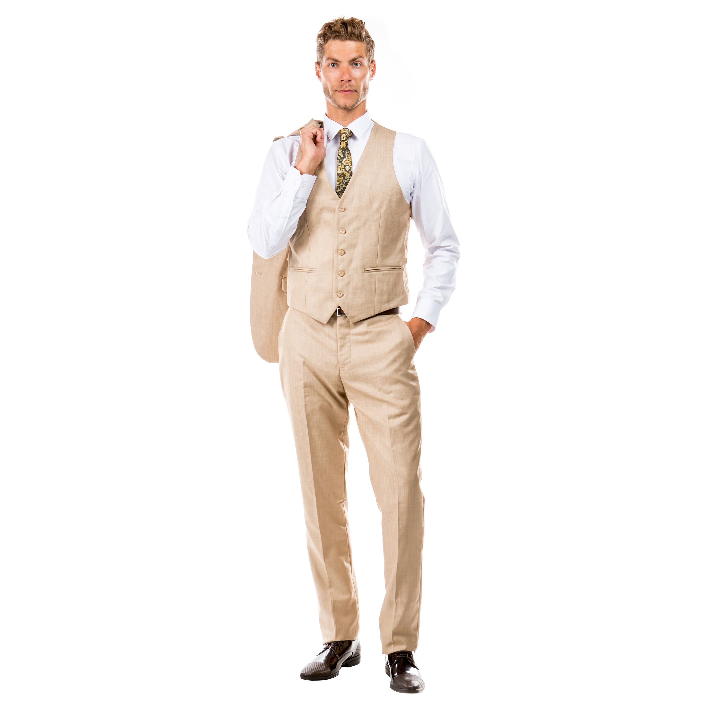 Blue Men's Slim-Fit 3-Piece Sharkskin Suit