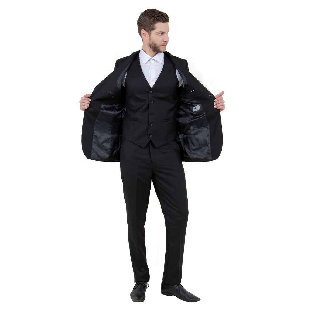 Blue Men's Slim-Fit 3-Piece Sharkskin Suit