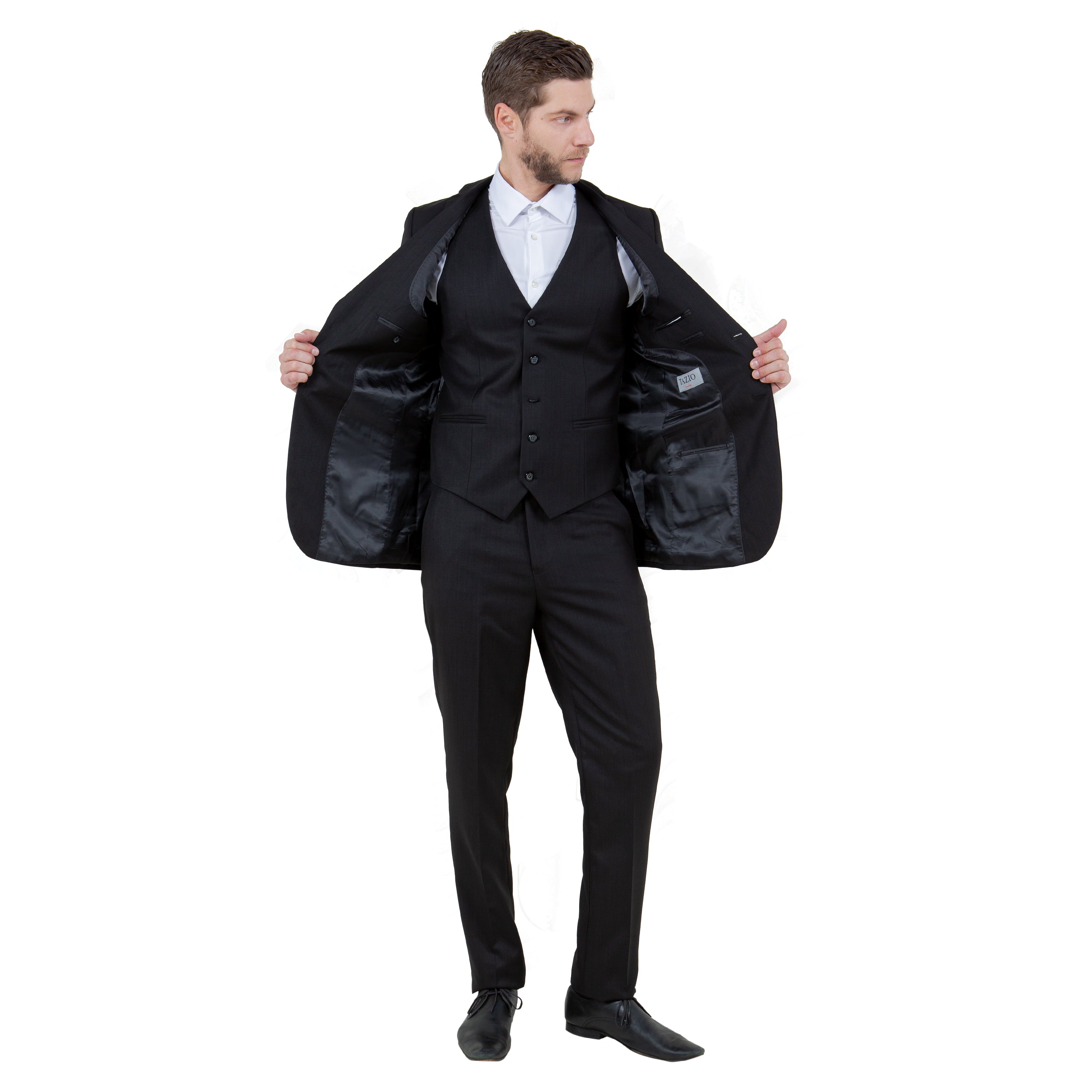 Blue Men's Slim-Fit 3-Piece Sharkskin Suit