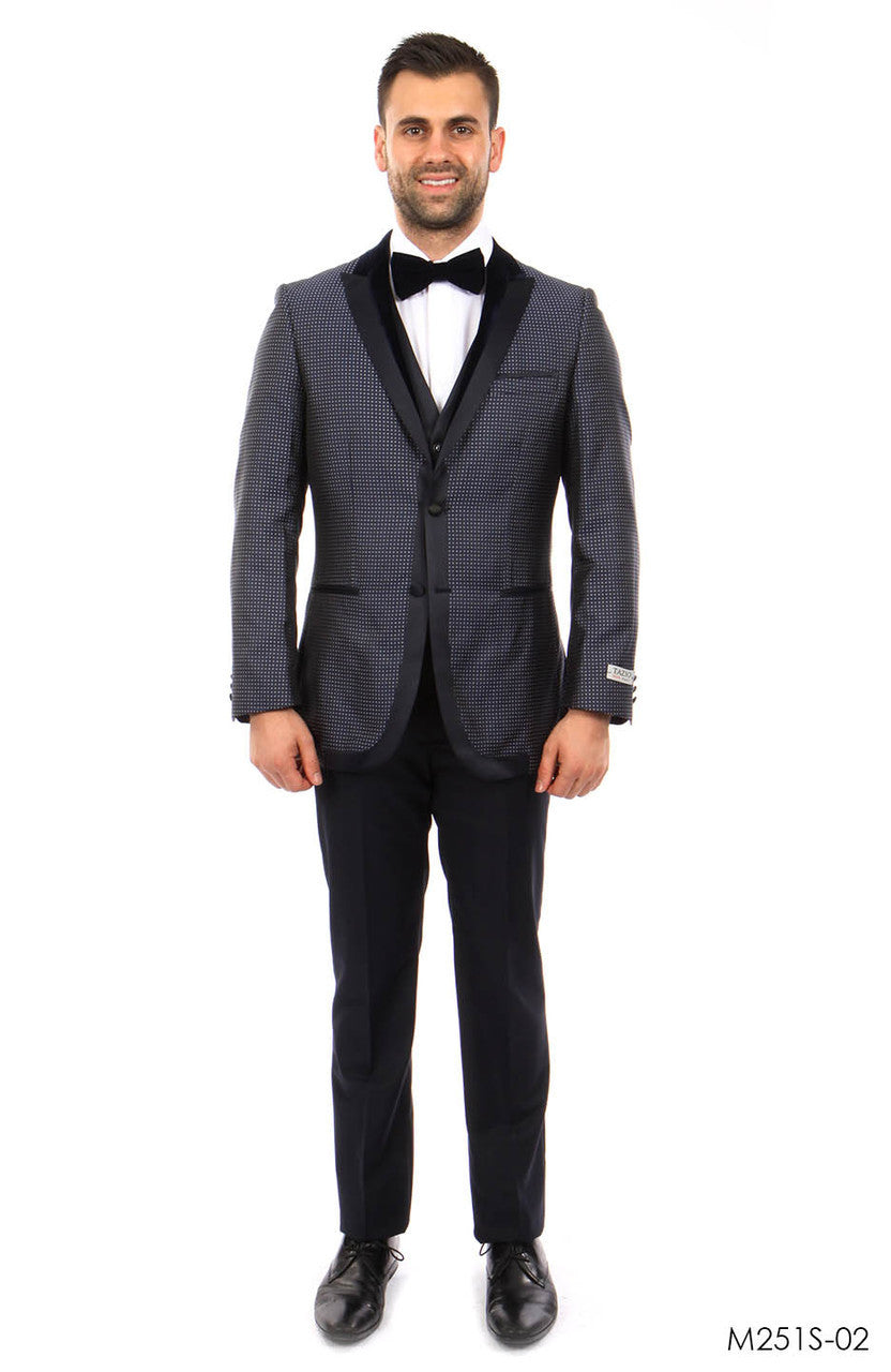 Black Tone on Tone 3-PC Slim Fit Suits