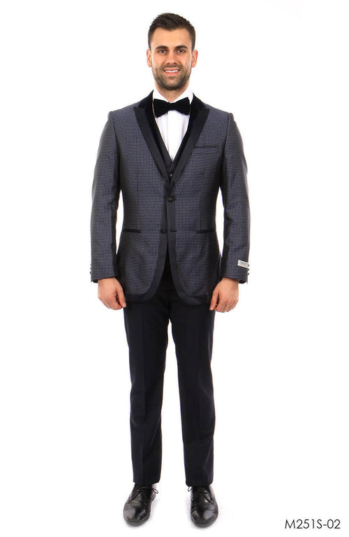 Black Tone on Tone 3-PC Slim Fit Suits