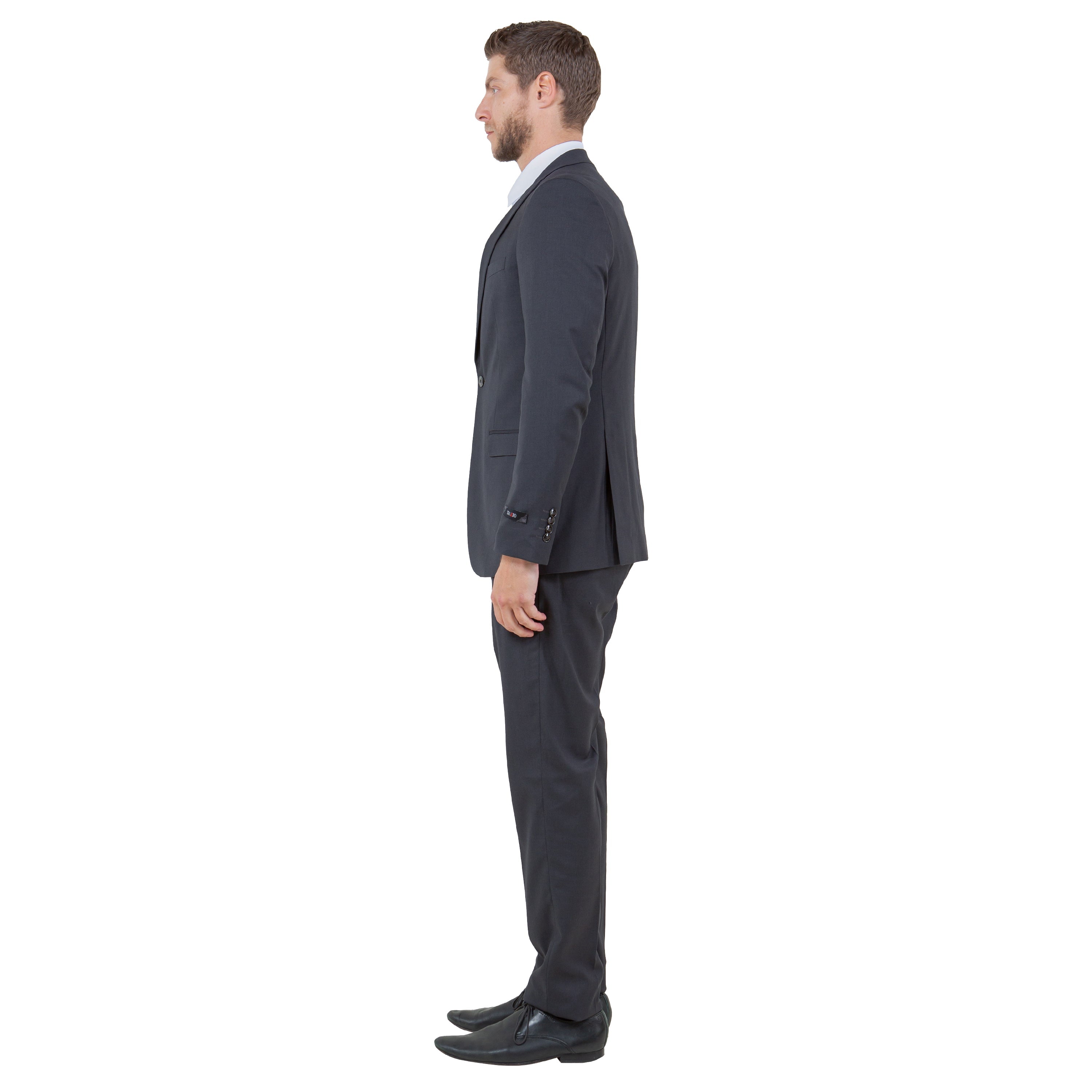 Black Men's Ultra Slim-Fit 3pc Suit w/ Expandable Waistband