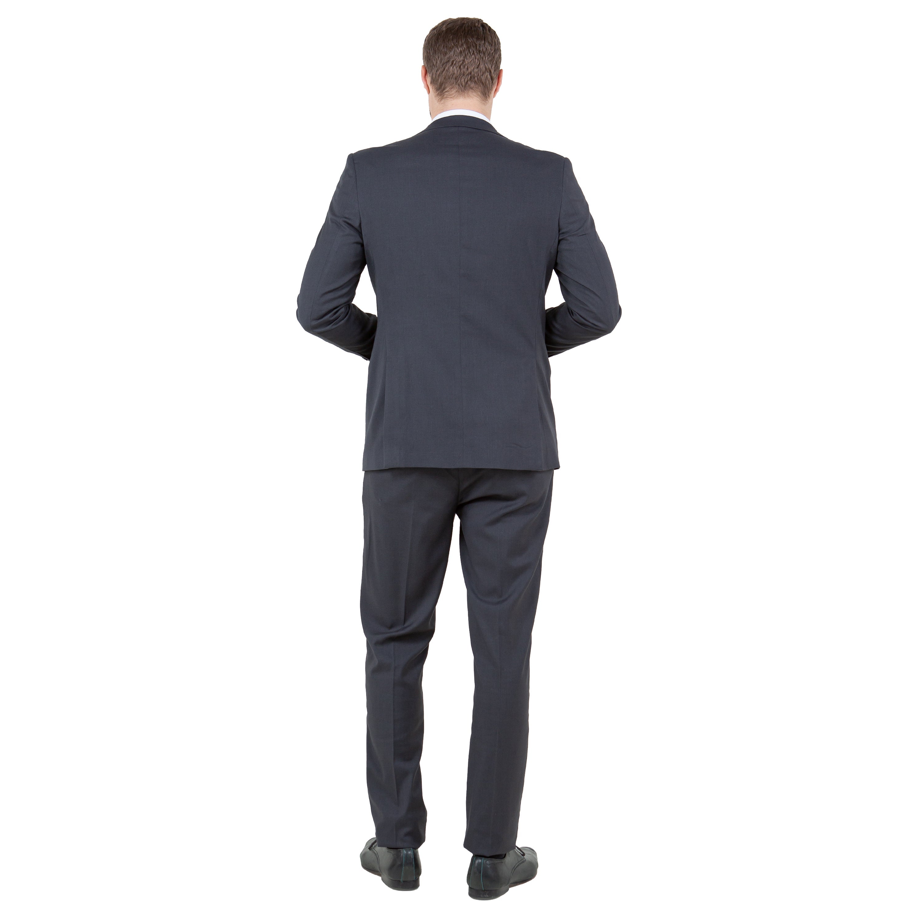 Black Men's Ultra Slim-Fit 3pc Suit w/ Expandable Waistband