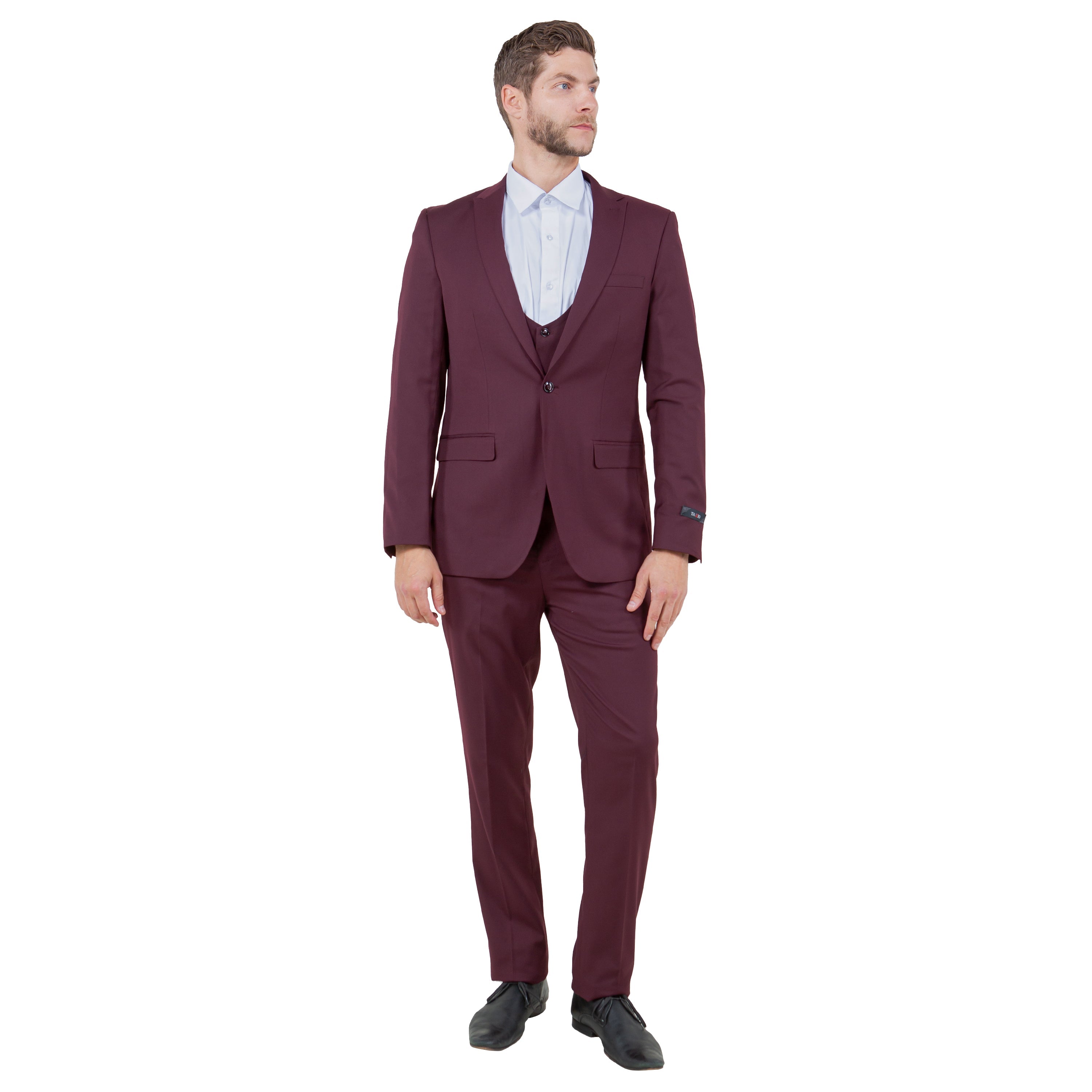 Black Men's Ultra Slim-Fit 3pc Suit w/ Expandable Waistband