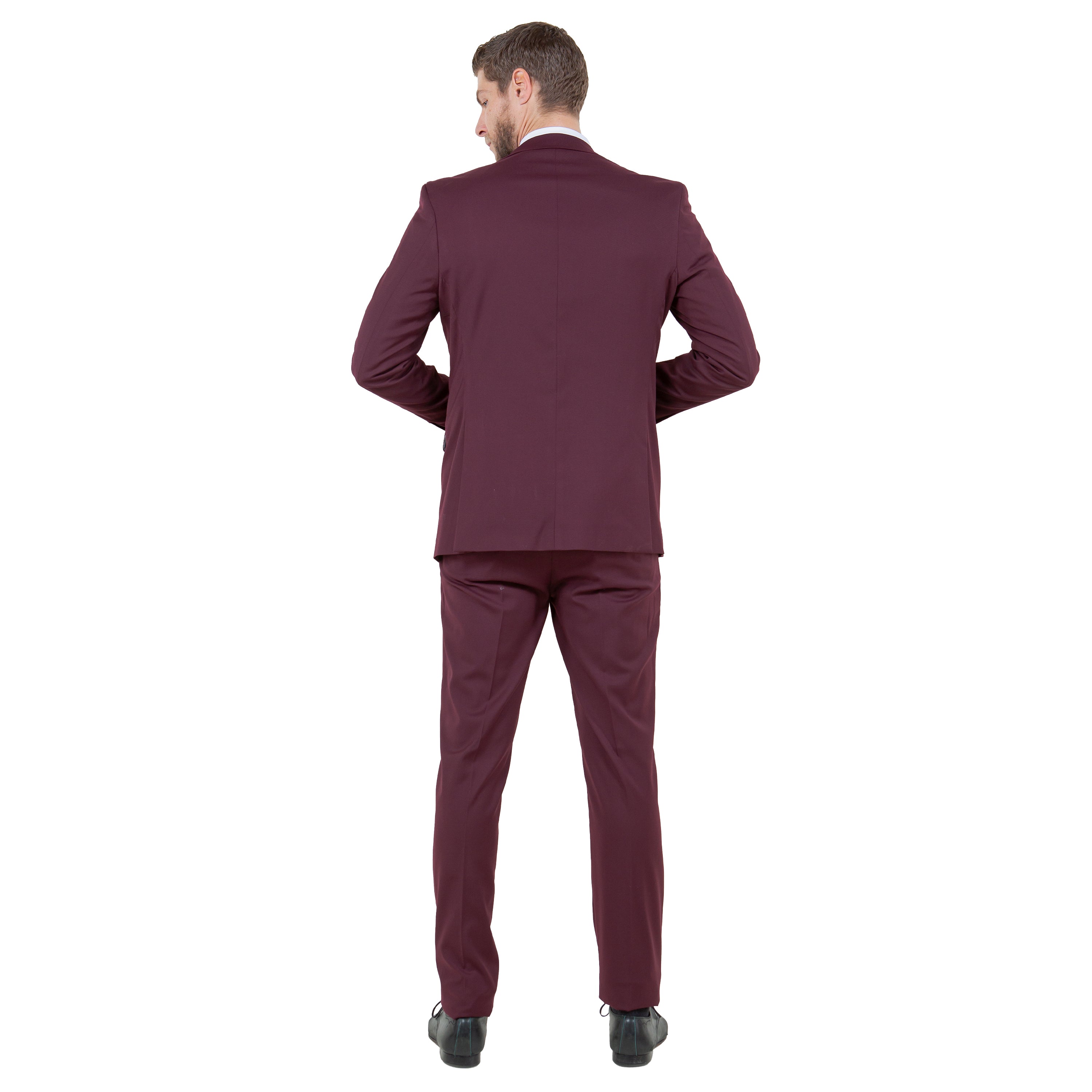 Black Men's Ultra Slim-Fit 3pc Suit w/ Expandable Waistband