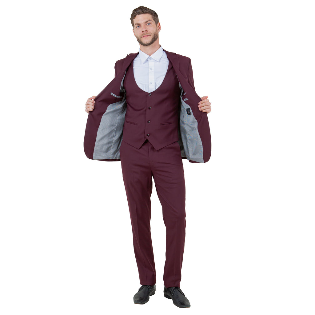 Black Men's Ultra Slim-Fit 3pc Suit w/ Expandable Waistband