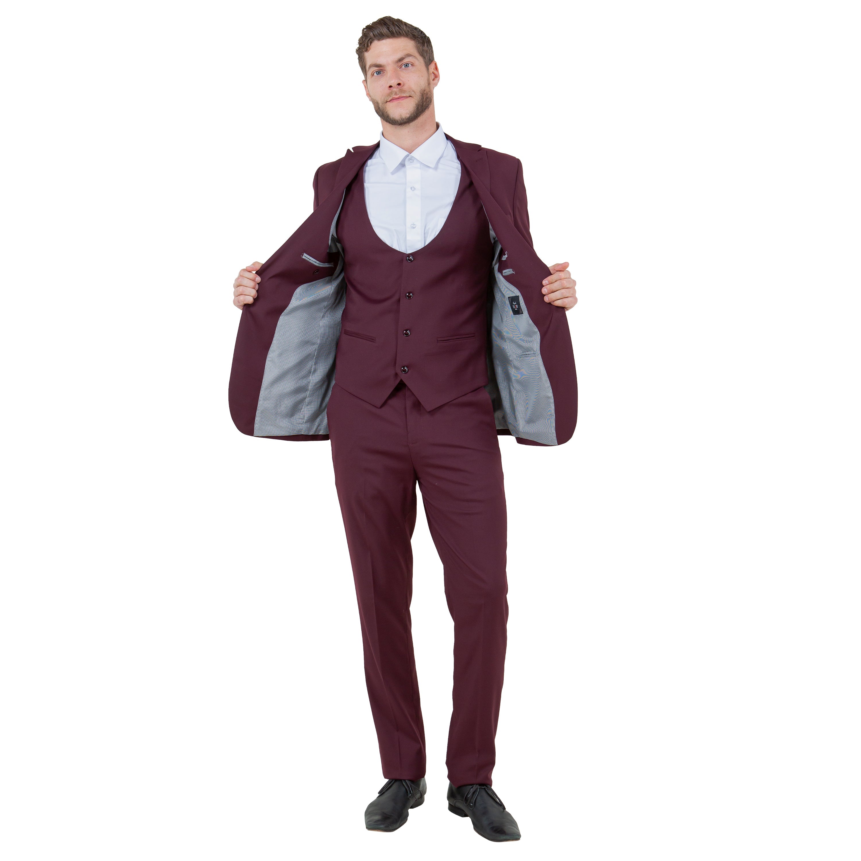 Black Men's Ultra Slim-Fit 3pc Suit w/ Expandable Waistband