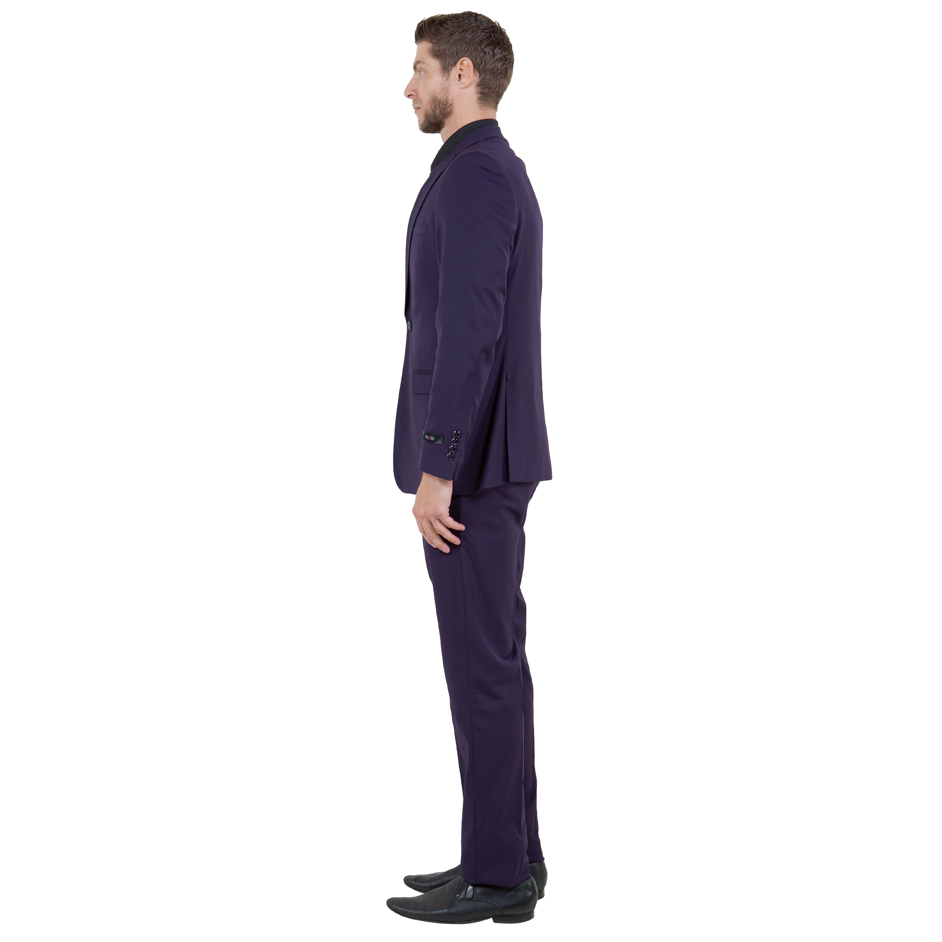 Black Men's Ultra Slim-Fit 3pc Suit w/ Expandable Waistband