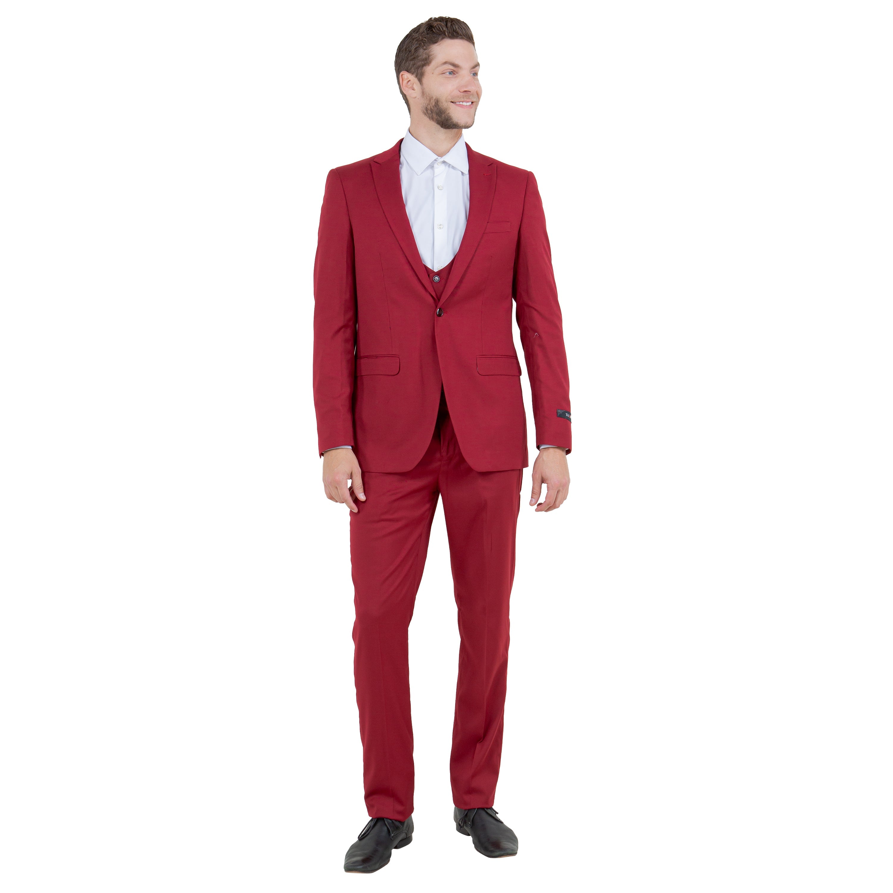 Black Men's Ultra Slim-Fit 3pc Suit w/ Expandable Waistband
