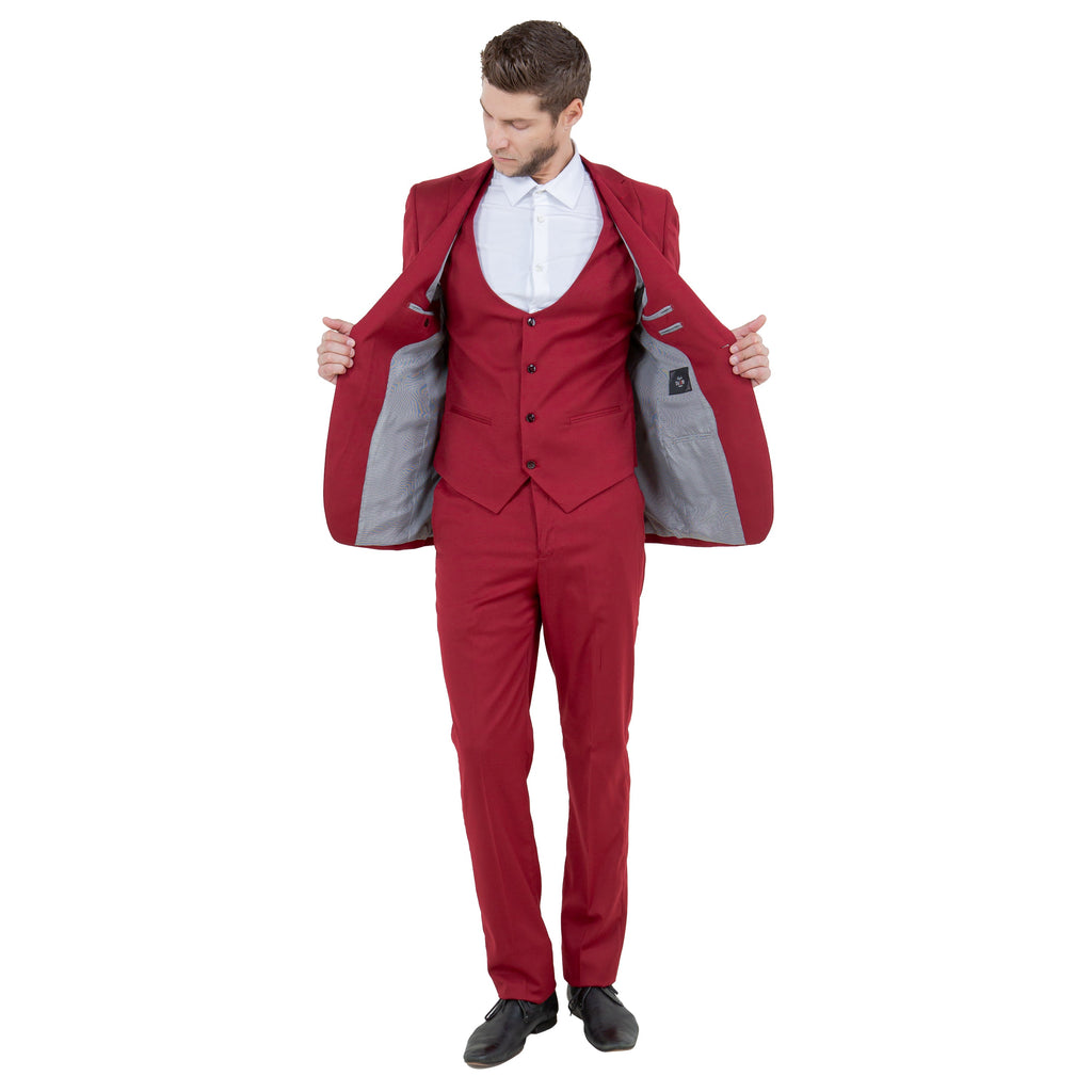 Black Men's Ultra Slim-Fit 3pc Suit w/ Expandable Waistband