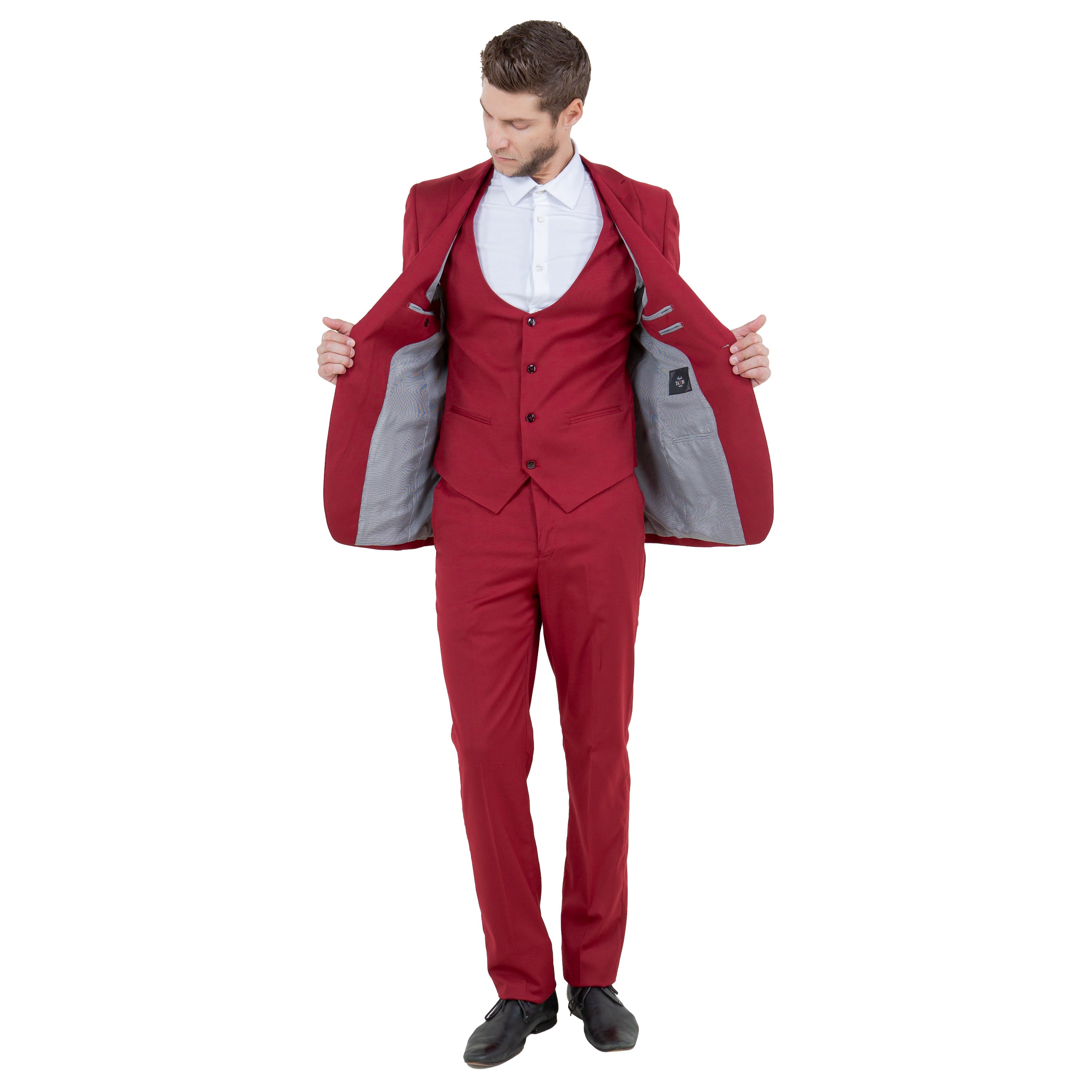 Black Men's Ultra Slim-Fit 3pc Suit w/ Expandable Waistband