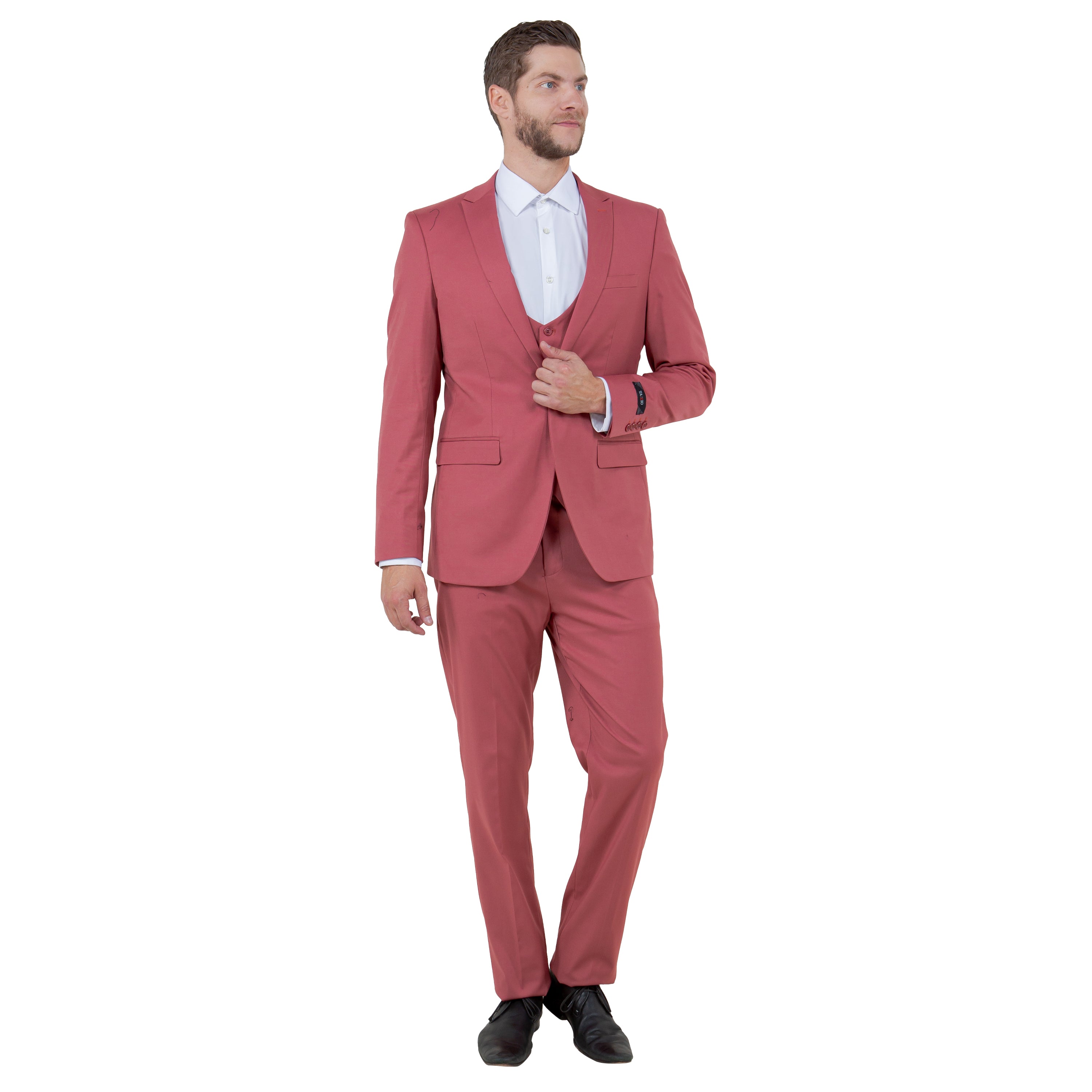 Black Men's Ultra Slim-Fit 3pc Suit w/ Expandable Waistband