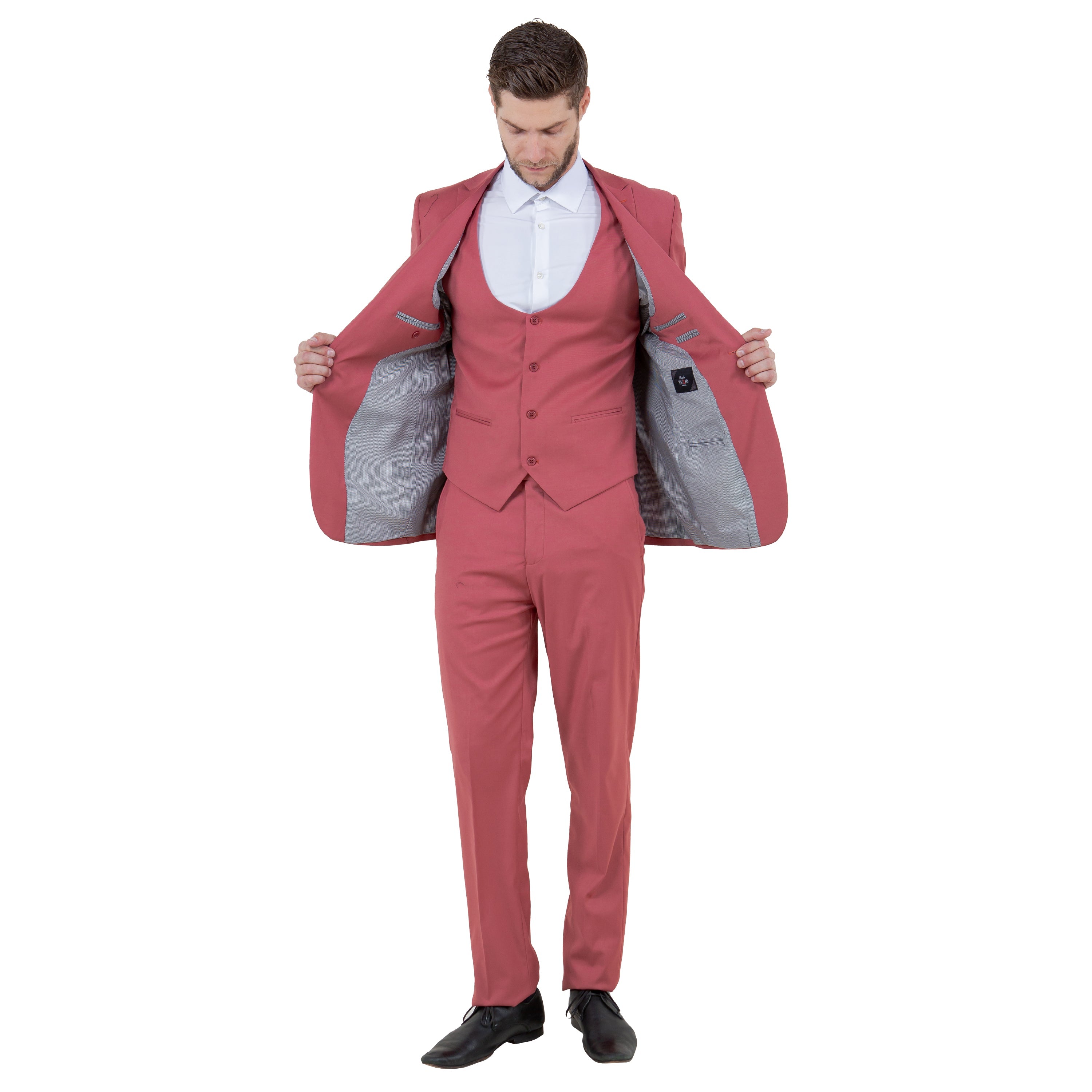 Black Men's Ultra Slim-Fit 3pc Suit w/ Expandable Waistband