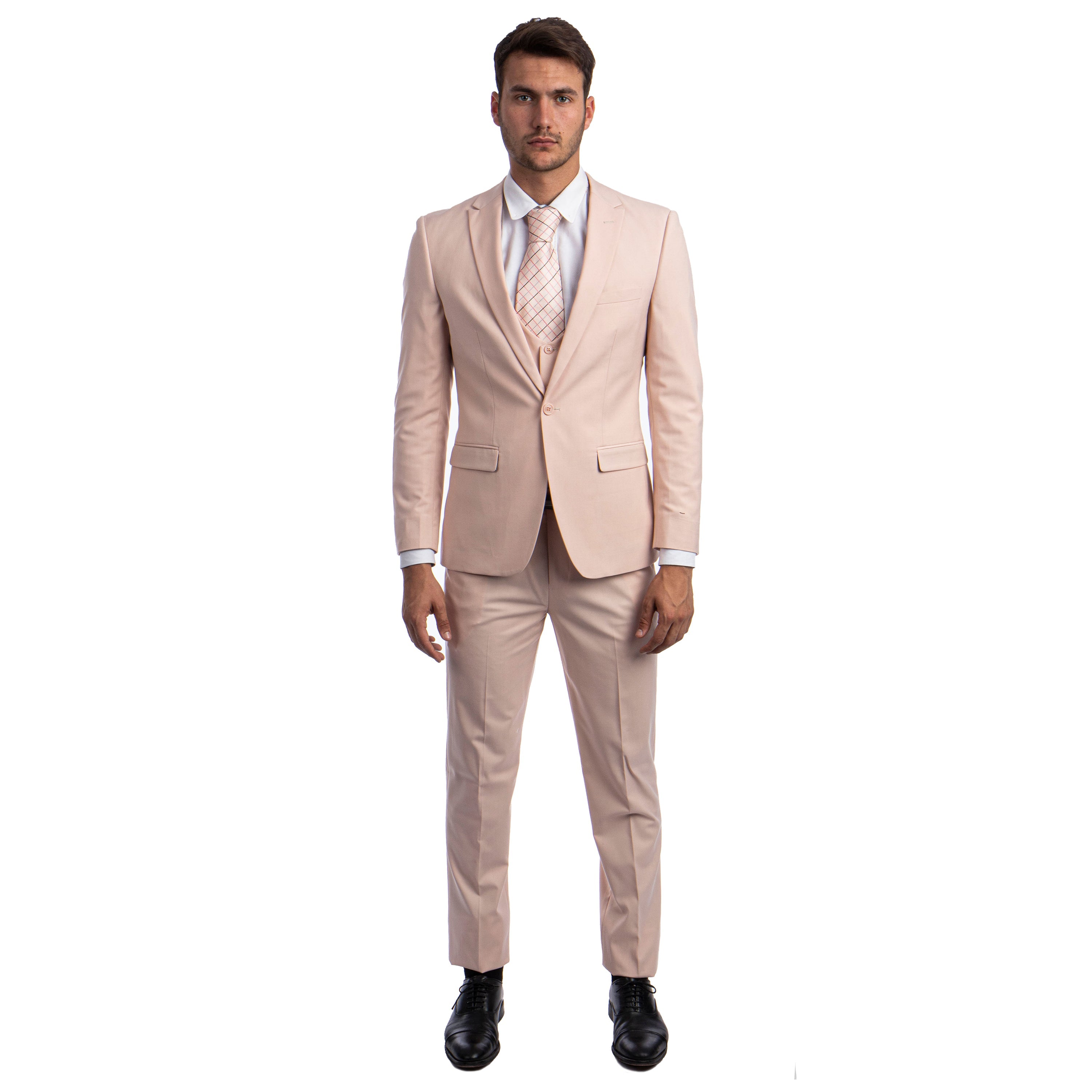 Black Men's Ultra Slim-Fit 3pc Suit w/ Expandable Waistband