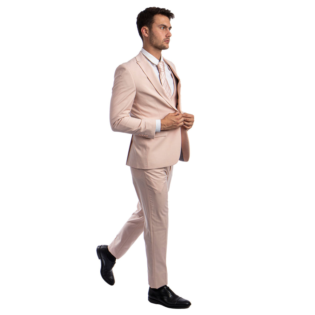 Black Men's Ultra Slim-Fit 3pc Suit w/ Expandable Waistband